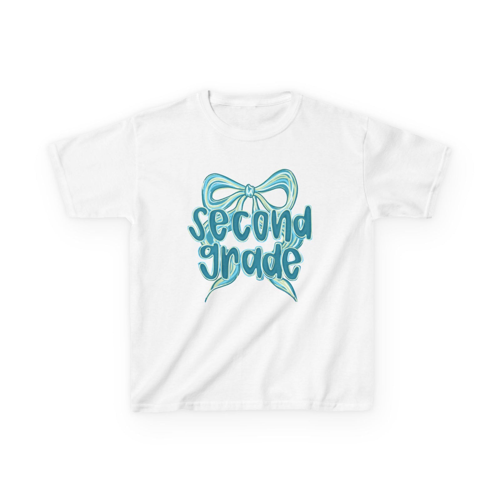 Second Grade Kids Tee Cute Blue Coquette Bow Back to School 2nd Grade T-Shirt