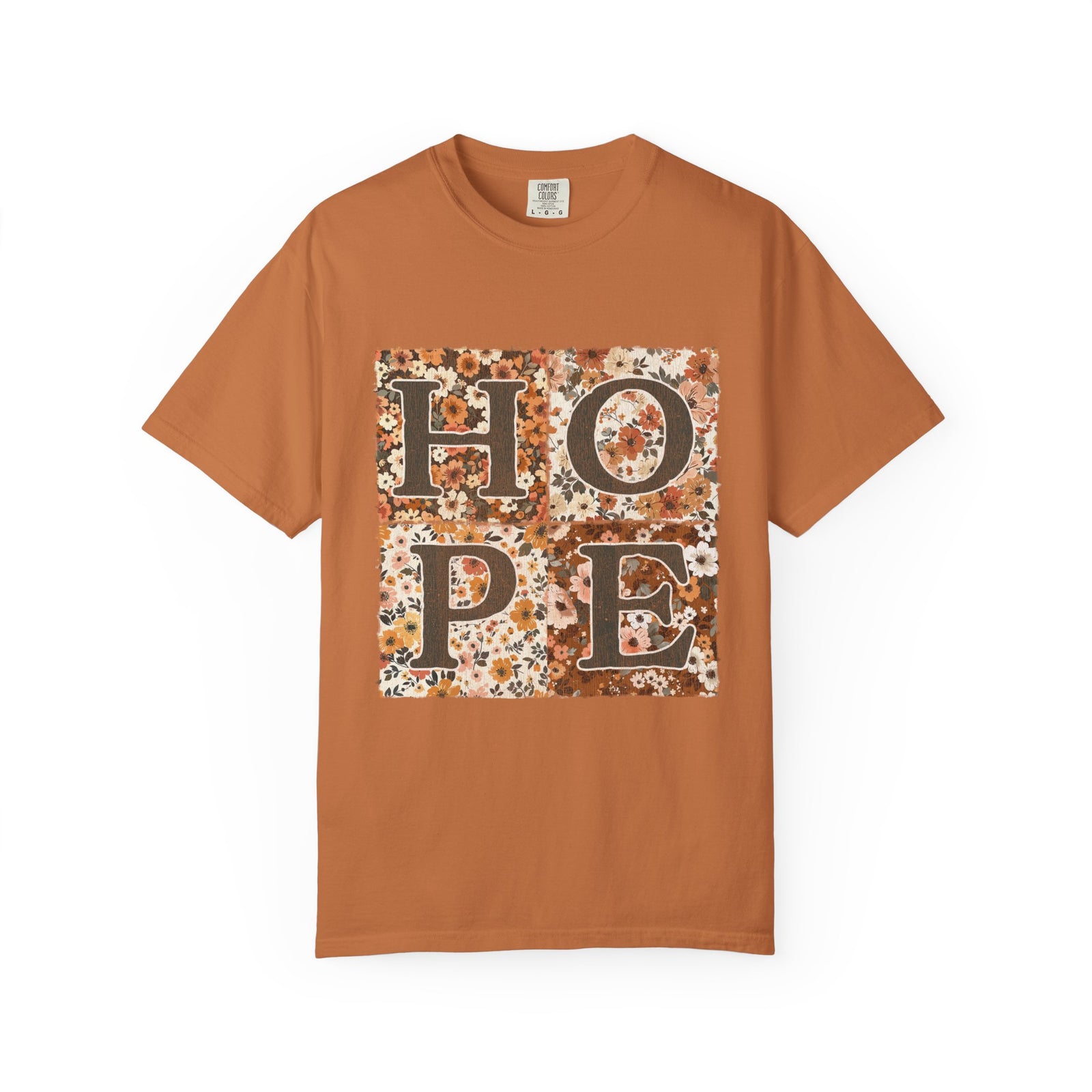 Hope Floral Patchwork Distressed T-Shirt Vintage Inspirational Tee
