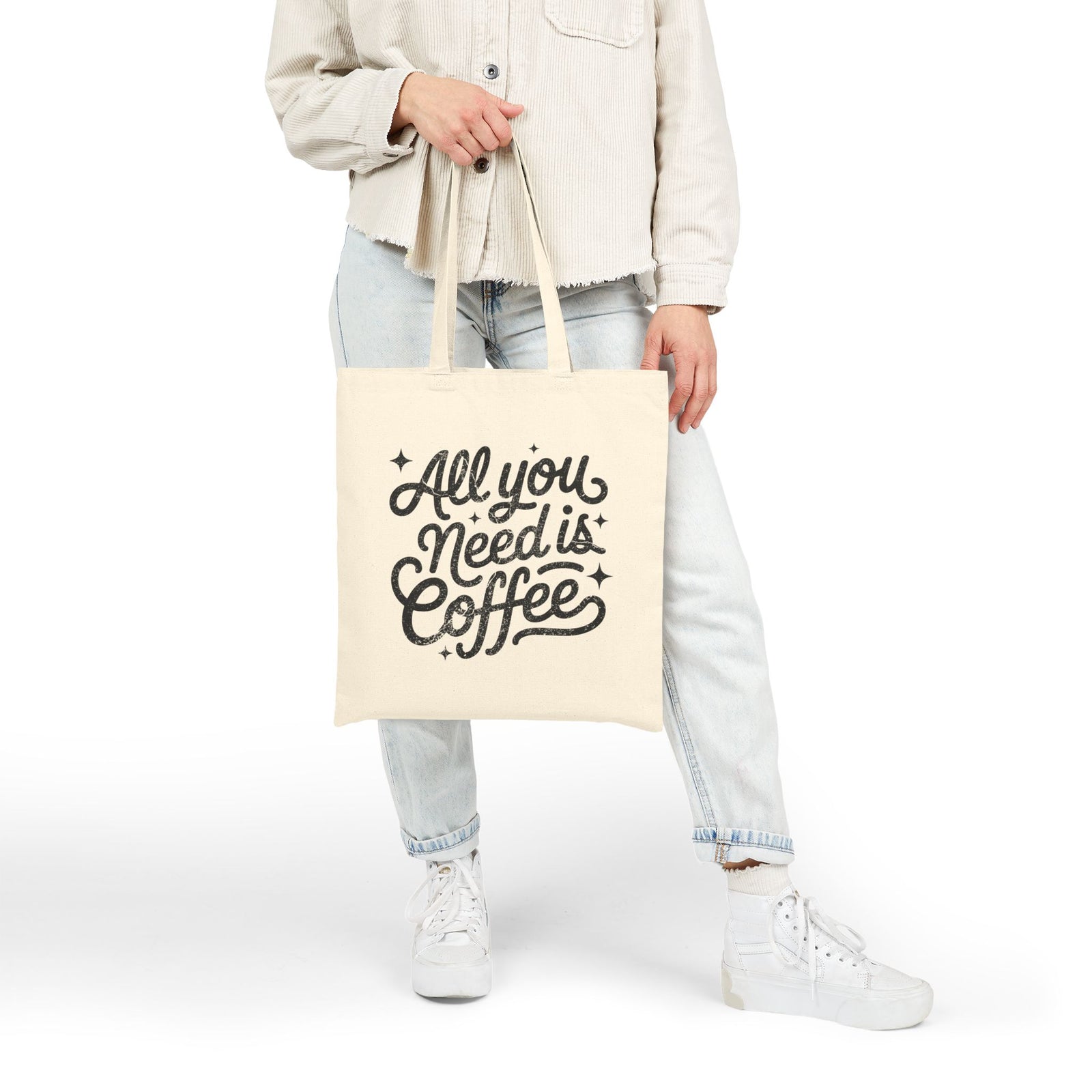All You Need Is Coffee Tote Bag Cotton Canvas Coffee Lover Shopping Tote