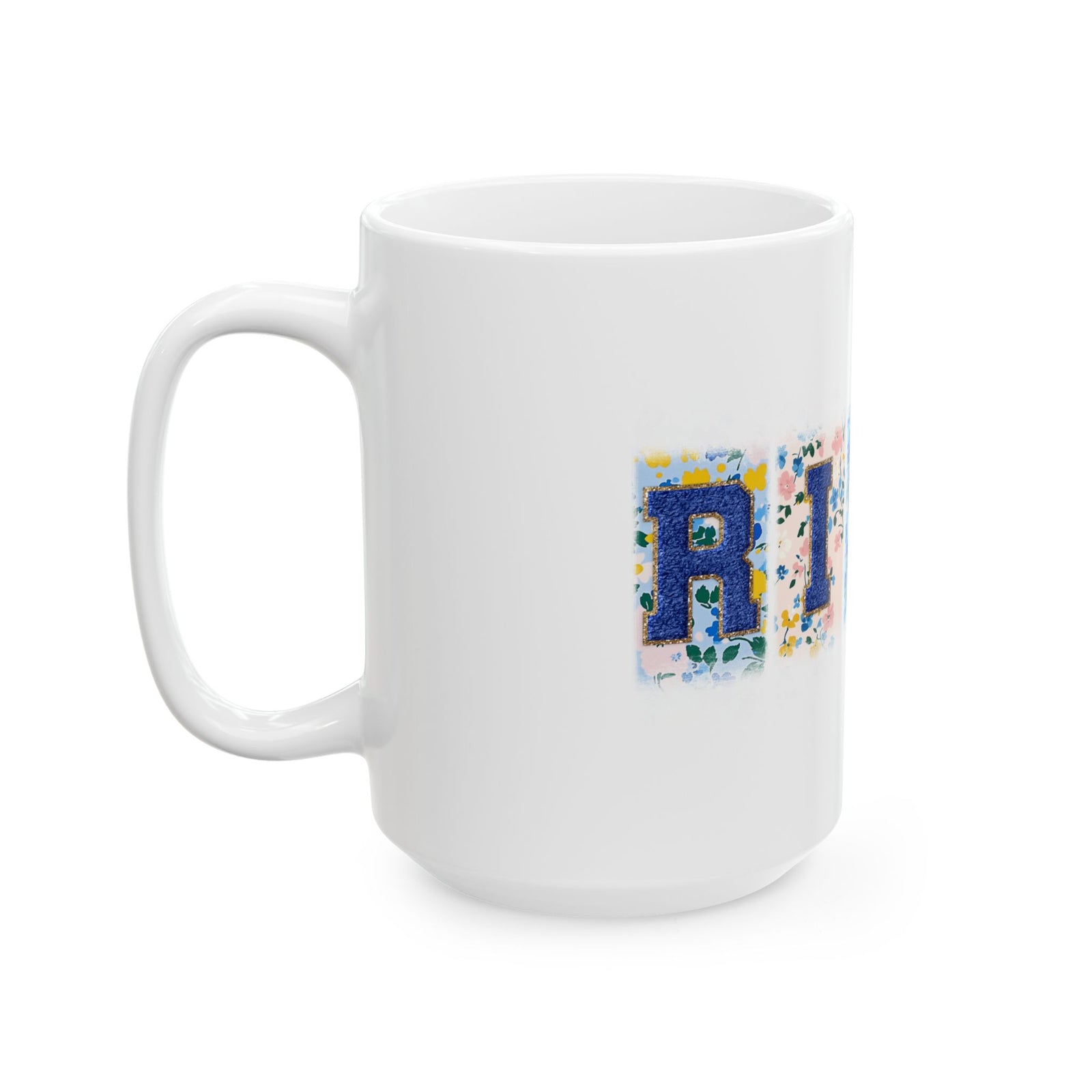 Risen Floral Faux Patch Christian Easter Ceramic Mug Coffee Cup (11oz & 15oz)