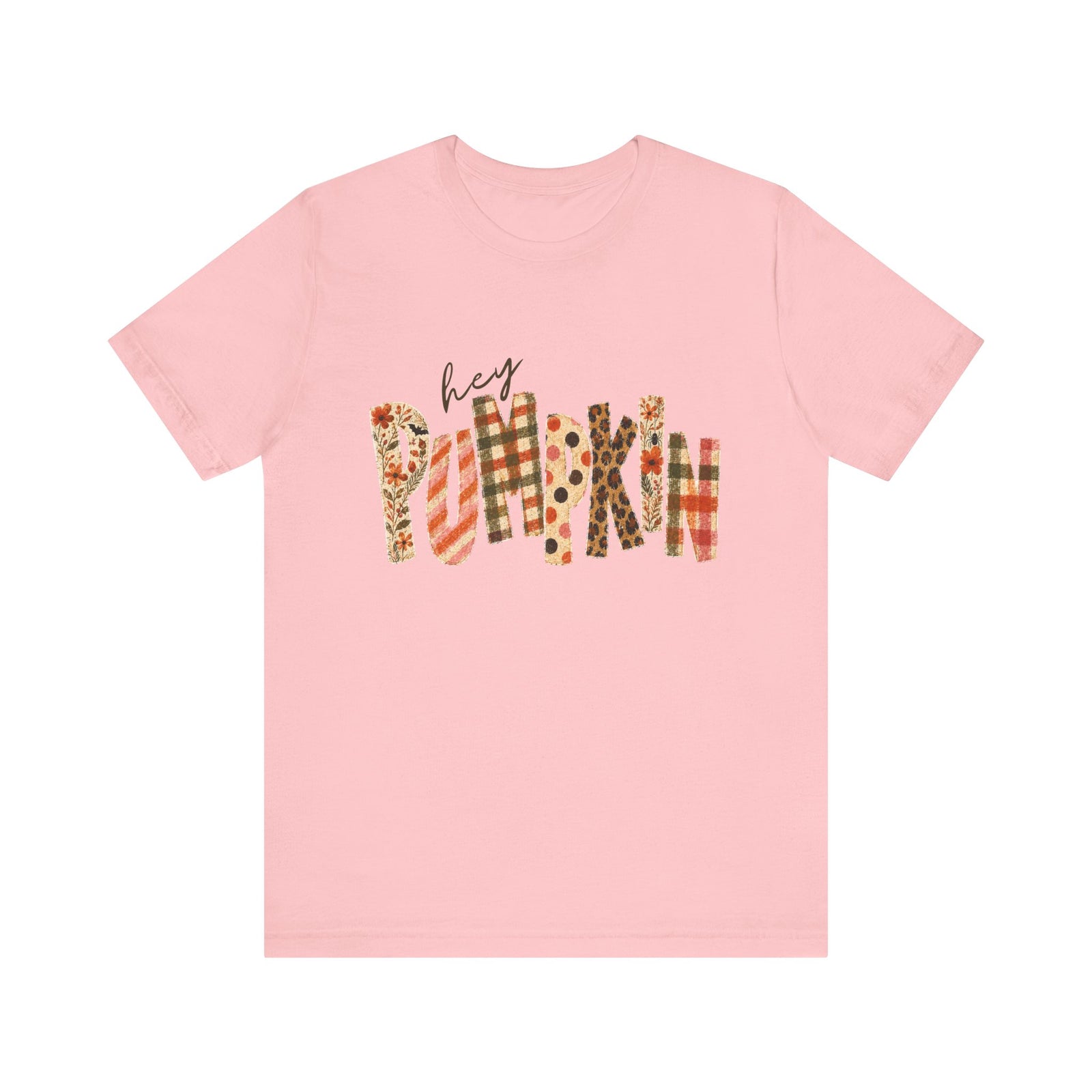 Hey Pumpkin T-Shirt Fall Plaid & Floral Pumpkin Graphic Tee