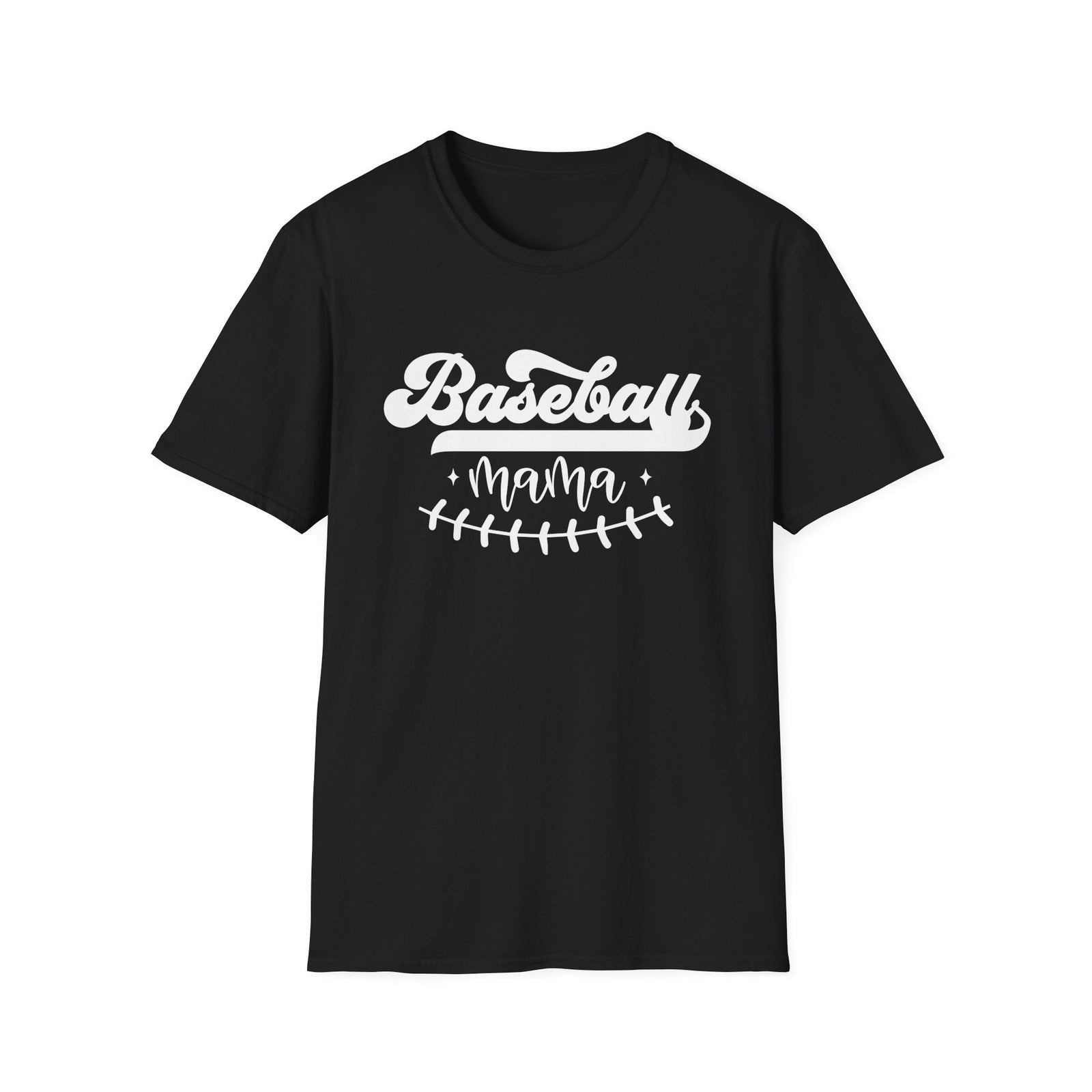 Baseball Mama Stitch Graphic T-Shirt Cute Sports Mom Tee (12 Team Colors)