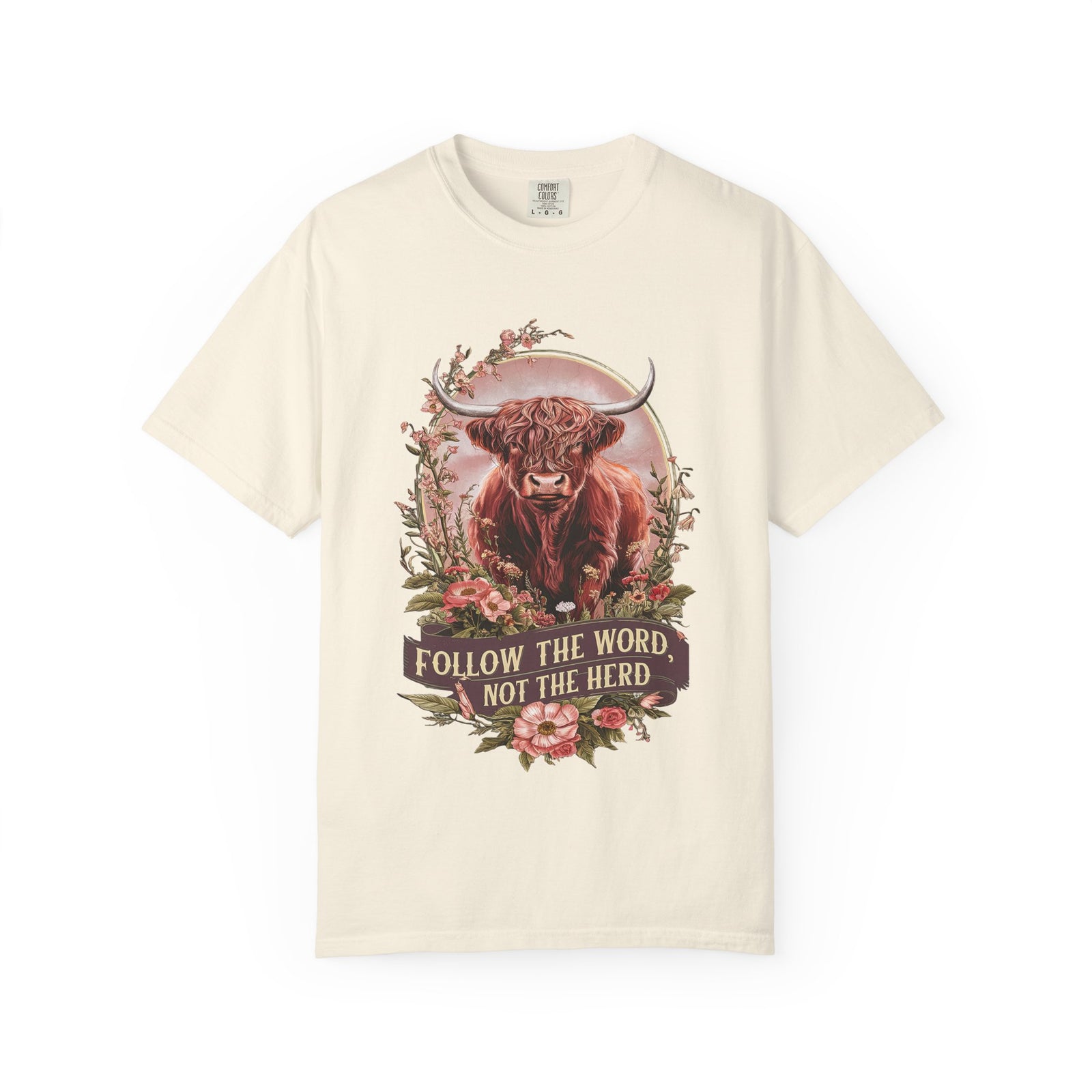 Follow the Word Not the Herd T-Shirt Cow Graphic Christian Faith Tee