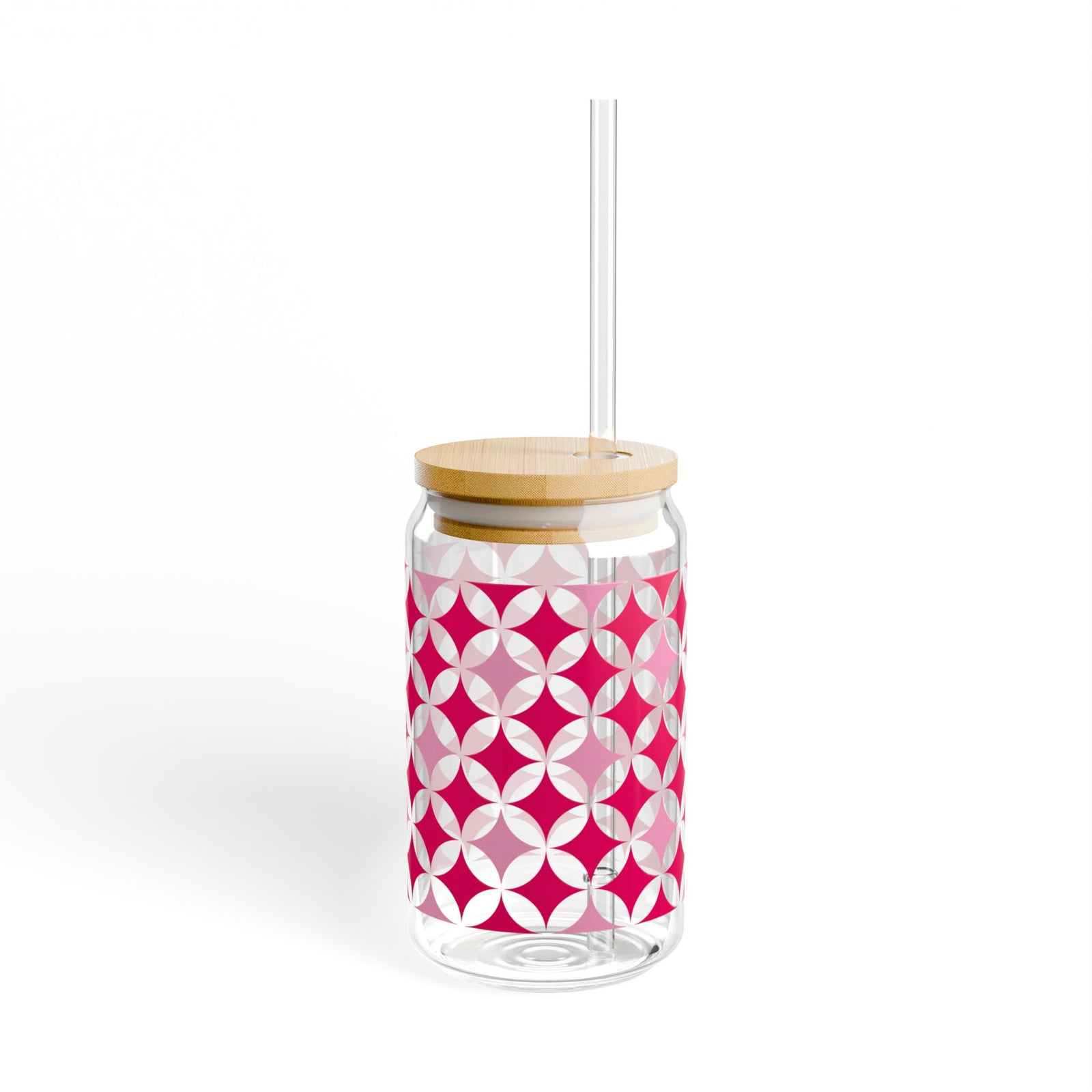 Twinkling Tidings Christmas 16 oz reusable glass drink jar with lid and straw