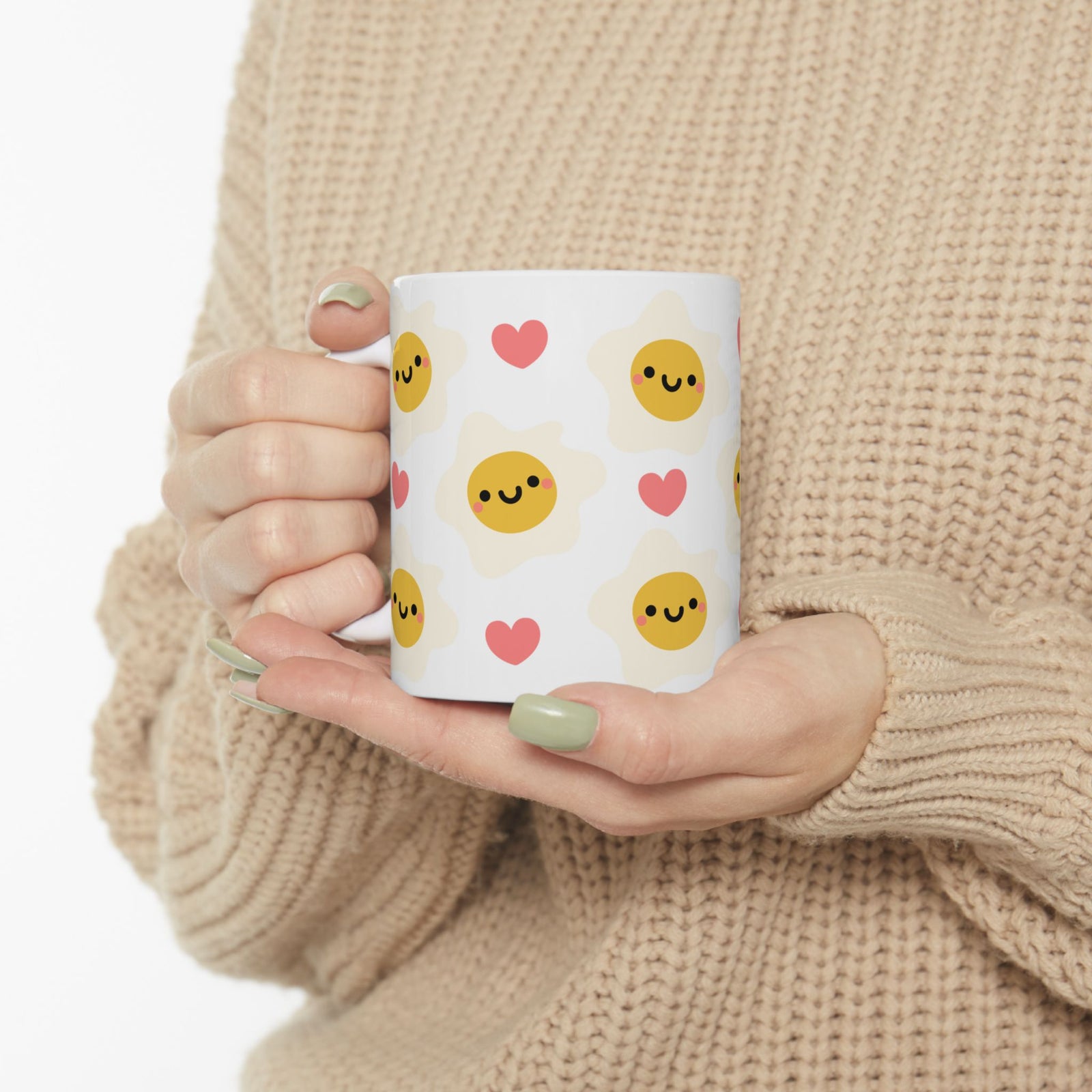 Kawaii Eggs Sunny Side Up Cute Ceramic Mug Coffee Cup (11oz & 15oz)