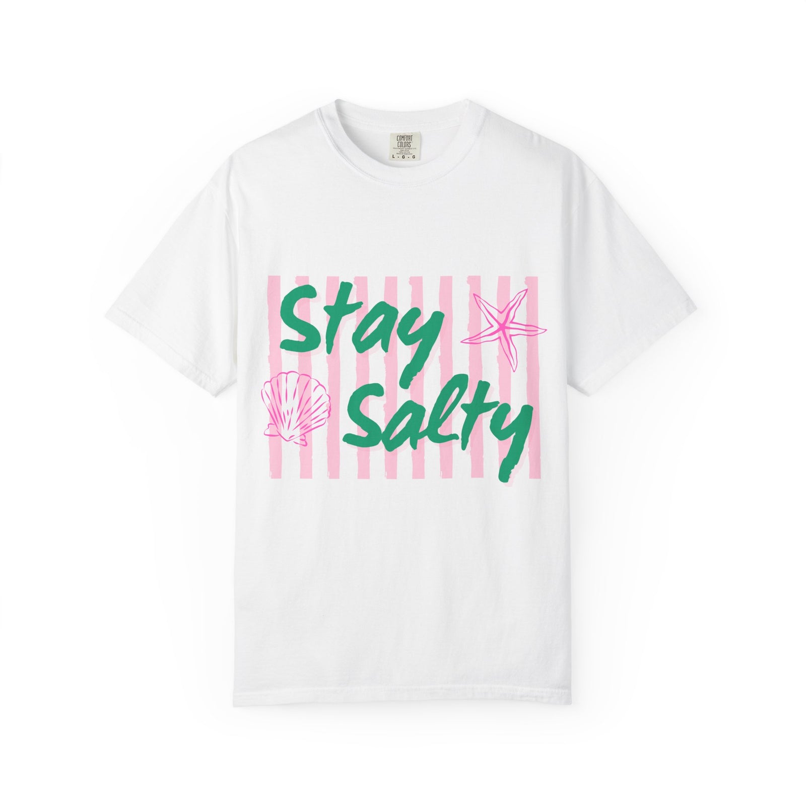 Stay Salty Graphic T-Shirt Women's Beachy Pink Stripe Tee