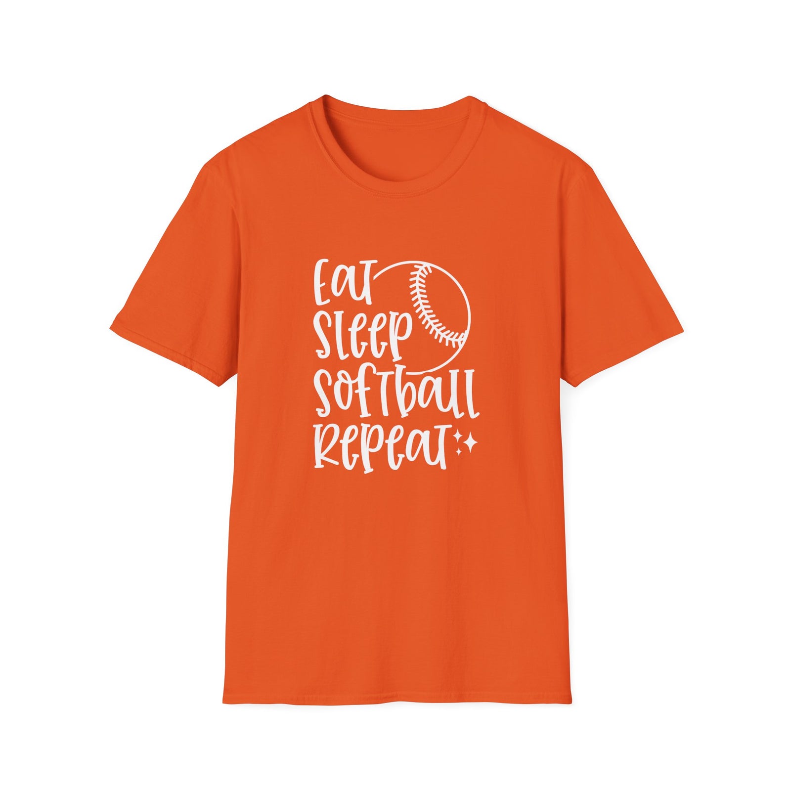 Eat Sleep Softball Repeat Graphic T-Shirt Cute Sports Mom Tee (12 Team Colors)