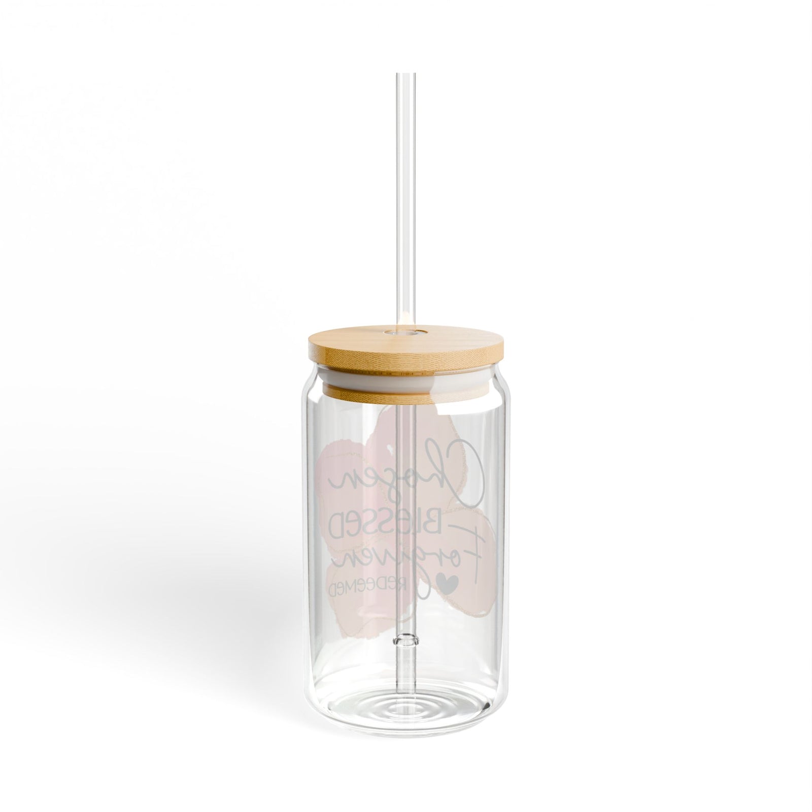 Chosen • Blessed • Forgiven Christian Tumbler Sipper Glass 16oz — Reusable Drink Jar with Lid & Straw - Sydney So Sweet