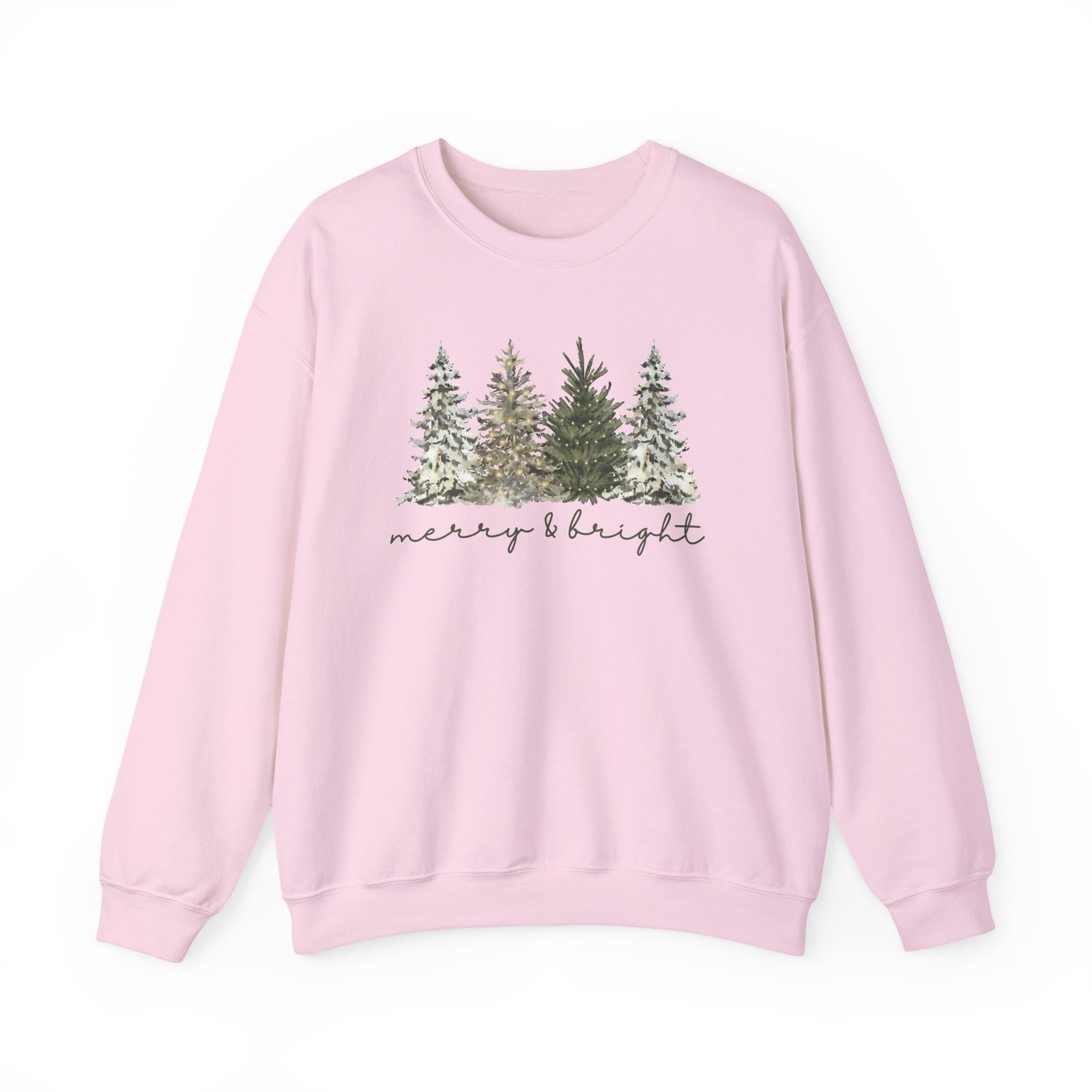 Merry & Bright Winter Trees Heavy Blend Unisex Crewneck Cozy Christmas Sweatshirt - Sydney So Sweet