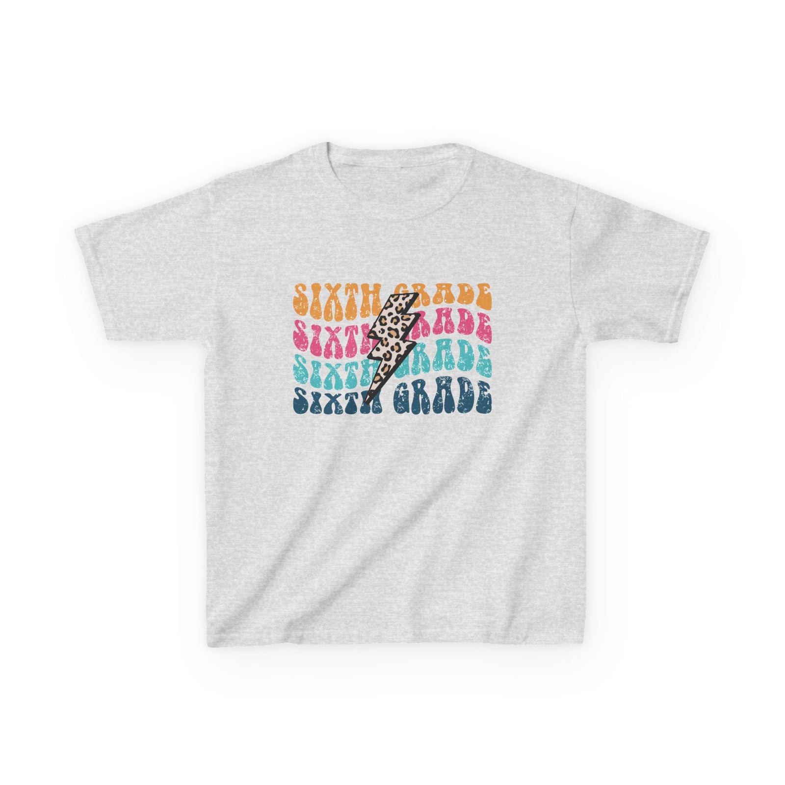 Sixth Grade Leopard Lightning Graphic Tee Back-to-School 6th Grade Kids T-Shirt