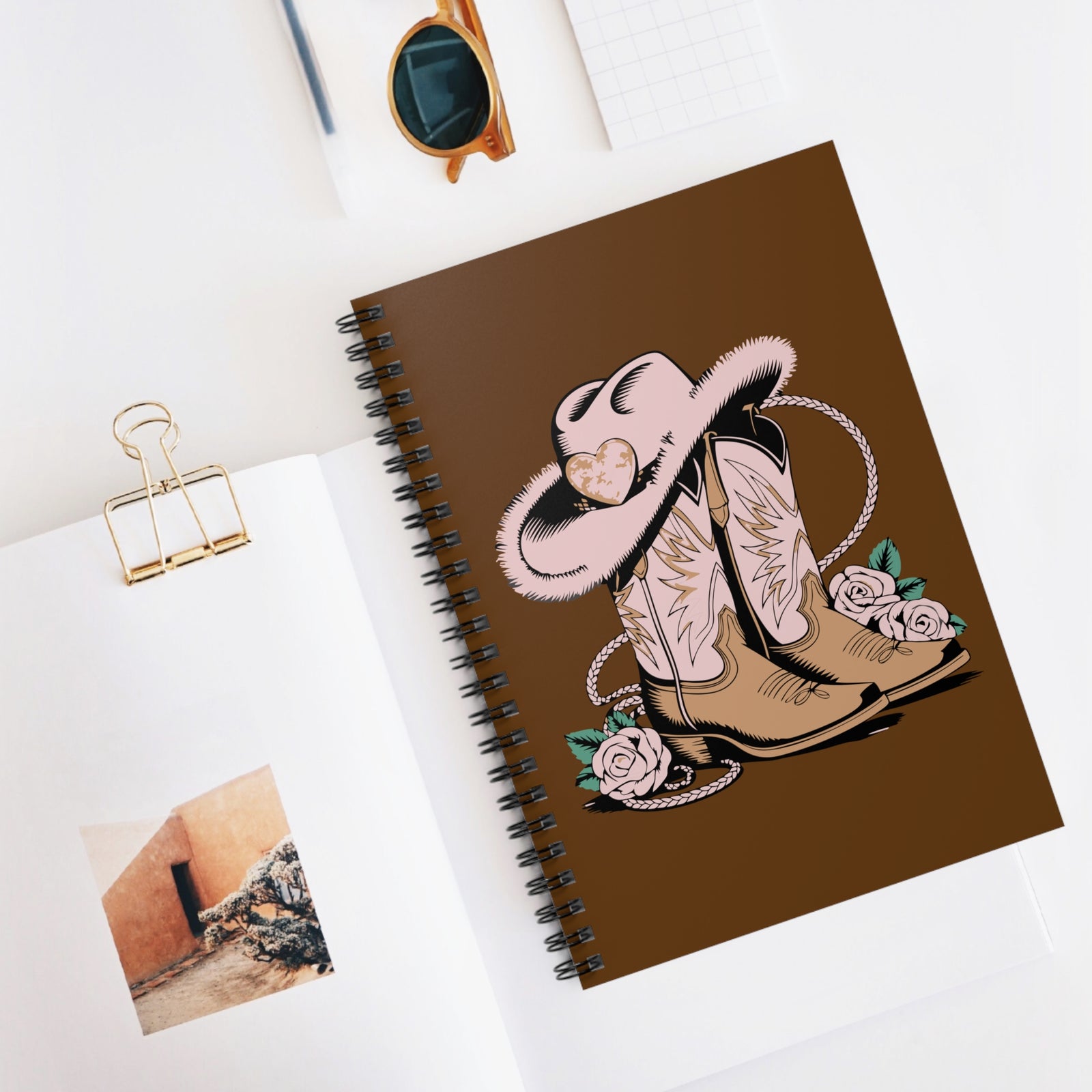 Cowgirl Boots & Hat Floral Western Notebook color option