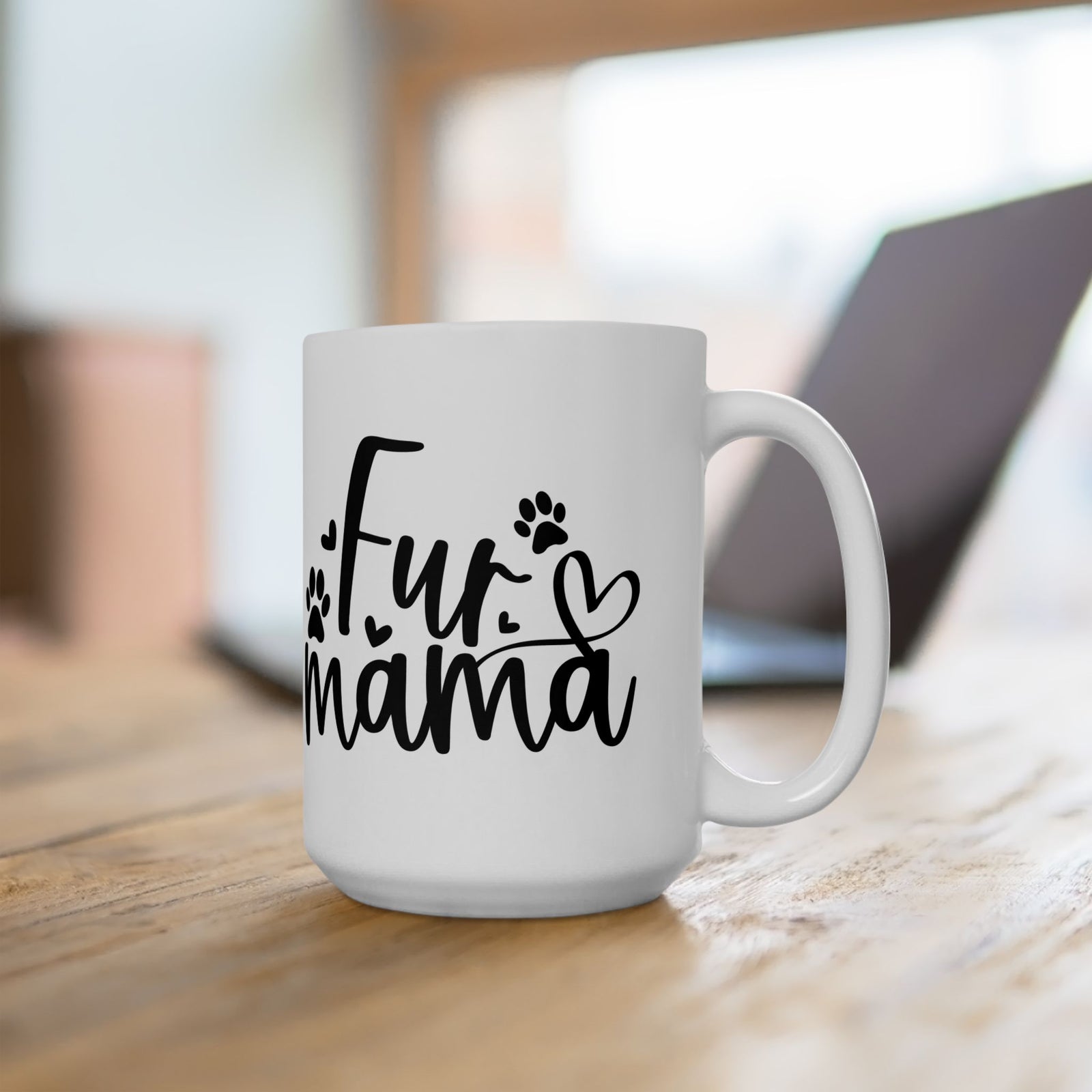 Fur Mama Paw Print Dog & Cat Lovers Cute Ceramic Mug Coffee Cup (11oz & 15oz)