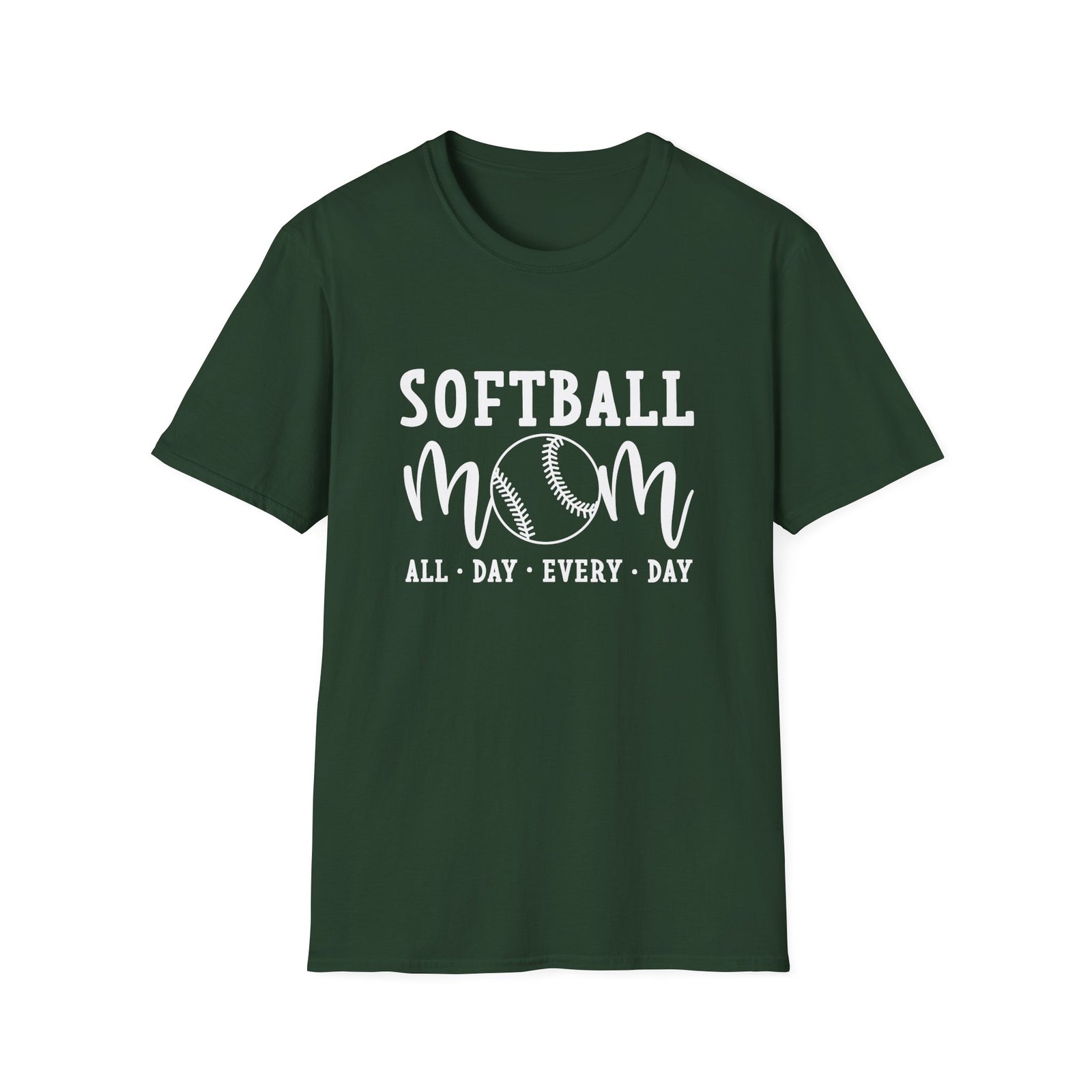 Softball Mom All Day Graphic T-Shirt Cute Sports Mom Tee (12 Team Colors)
