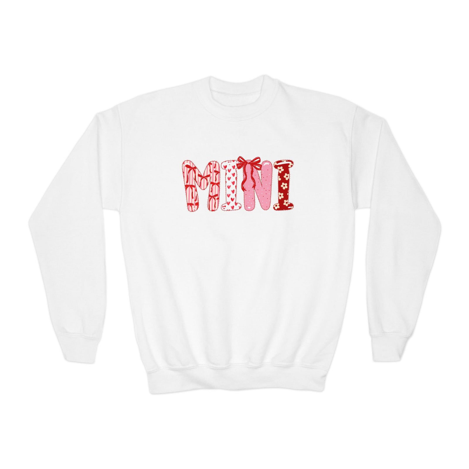 Mini Coquette Bow & Heart Valentine's Day Kids' Crewneck Graphic Sweatshirt