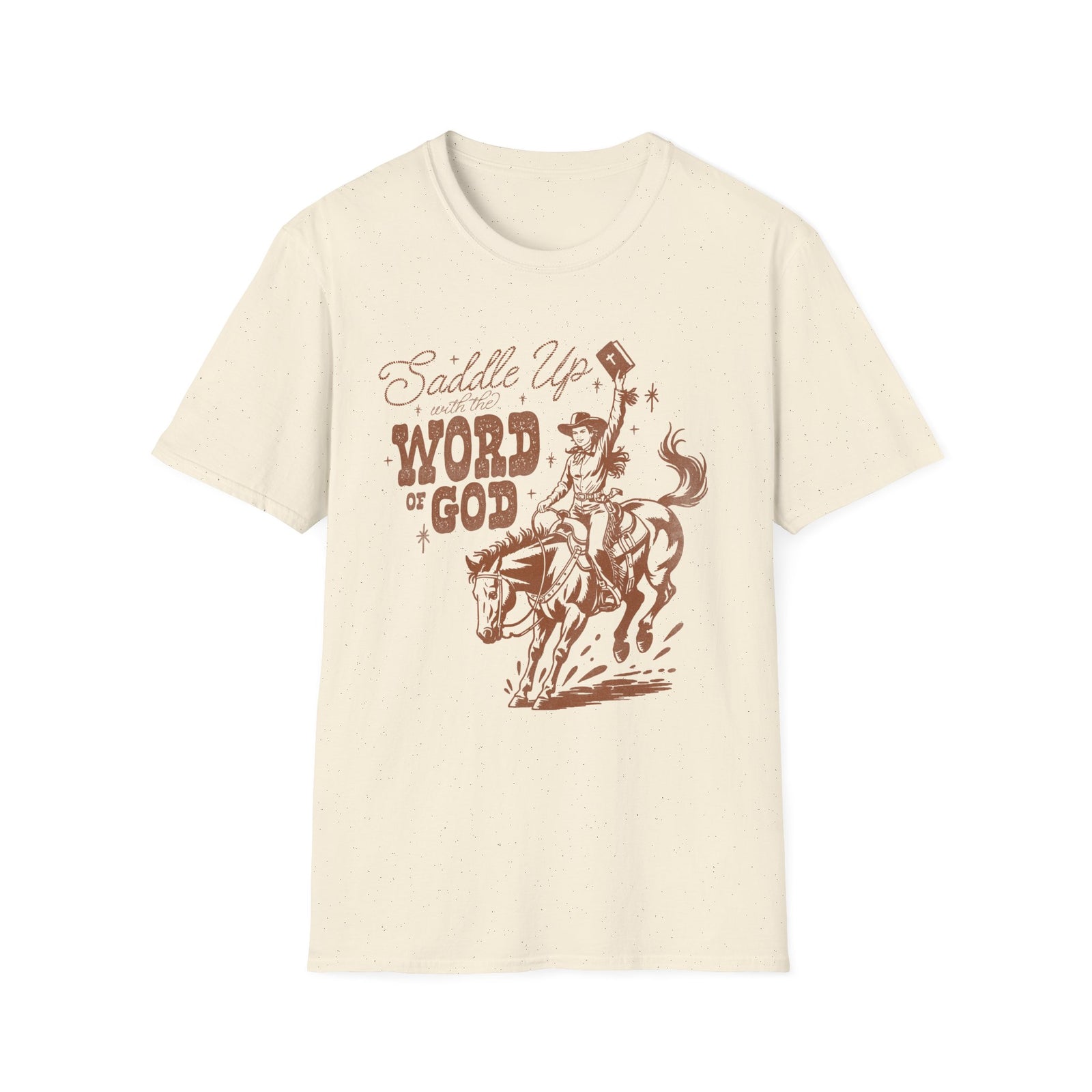 Saddle Up on the Word of God Bible Cowgirl T-Shirt Christian Western Tee