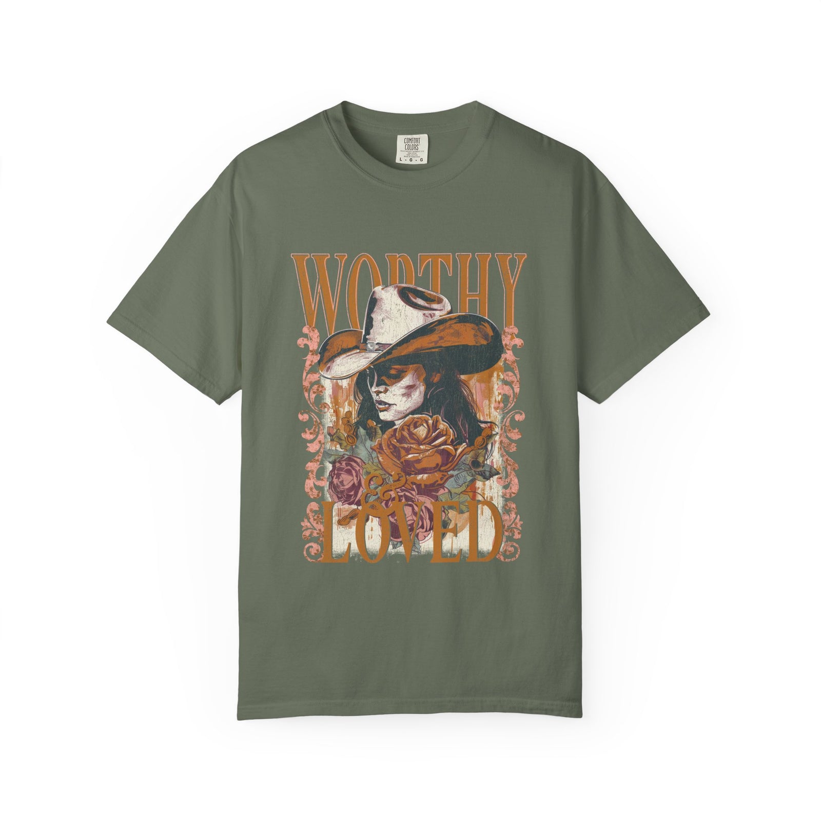 Worthy & Loved Graphic Tee Vintage Cowgirl Floral Distressed T-Shirt
