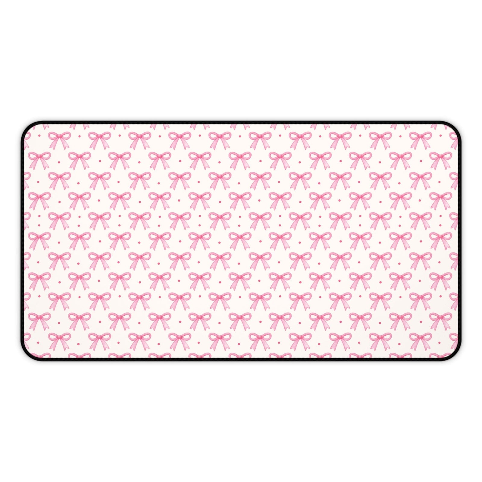 Coquette Bow Desk Mat - Hot Pink & Dot Design for Home Office Decor - Sydney So Sweet