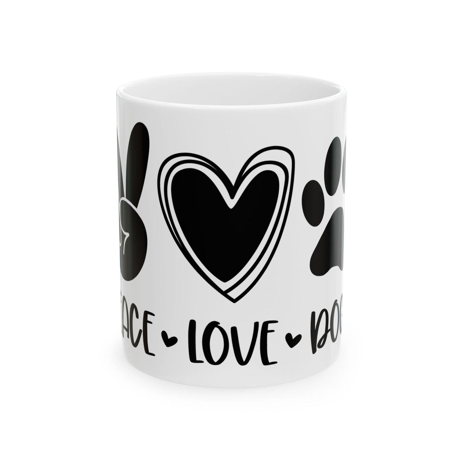 Peace Love Dogs Ceramic Mug Cute Ceramic Mug Coffee Cup (11oz & 15oz)