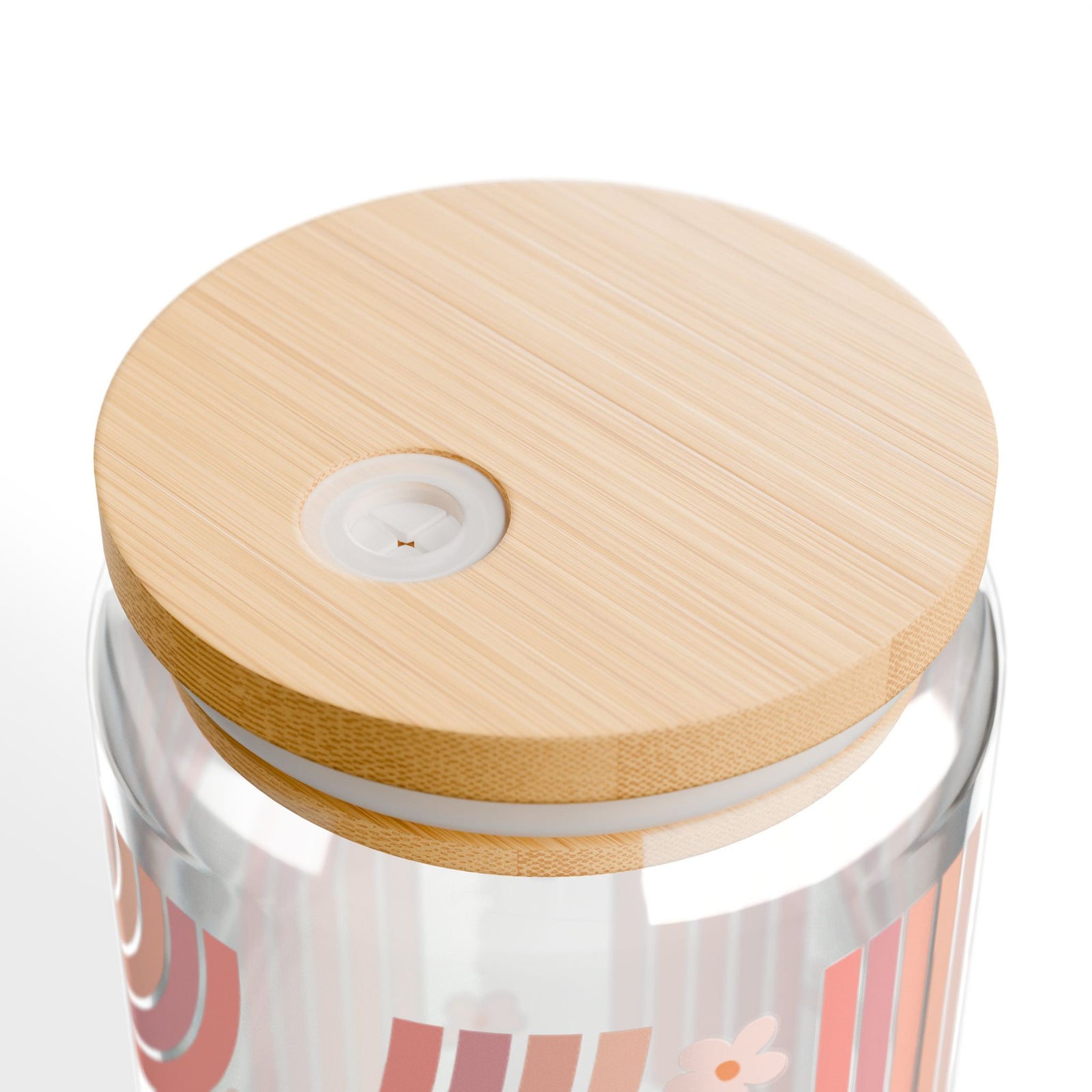Boho Retro Rainbow Tumbler Sipper Glass 16oz — Reusable Drink Jar with Lid & Straw