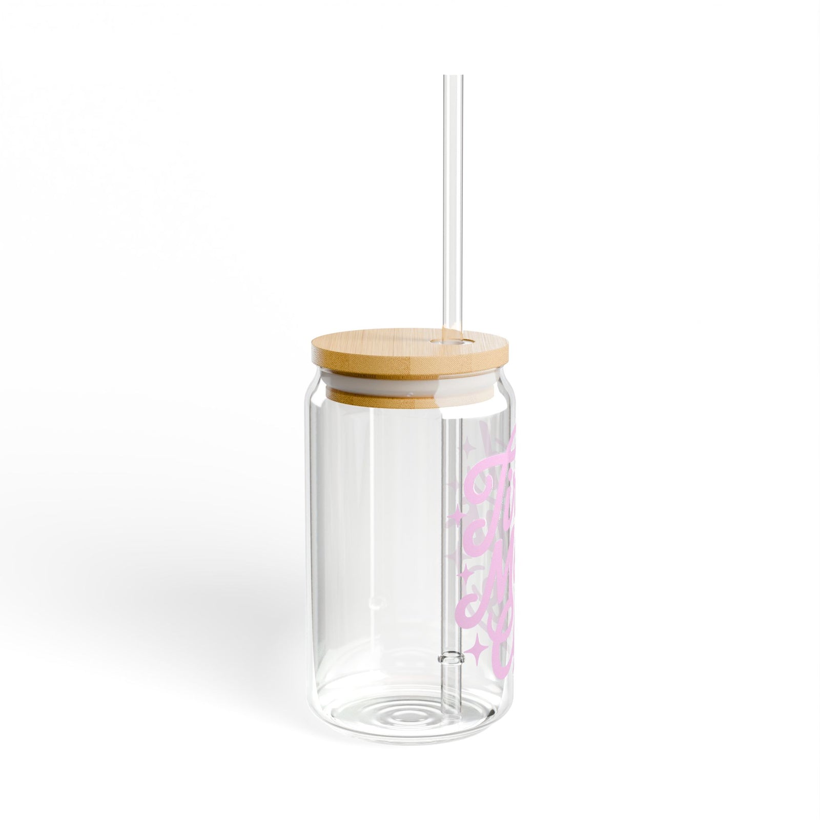 Tired Moms Club Sipper Glass 16oz Reusable Drink Jar with Lid & Straw