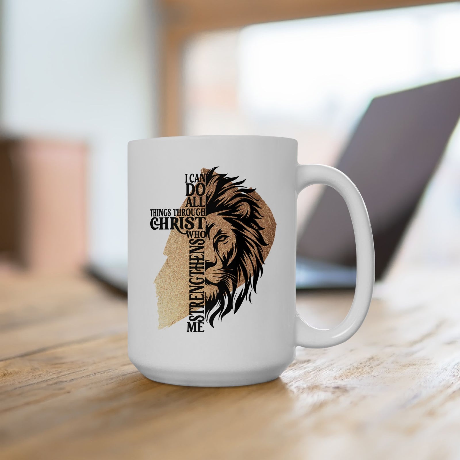 All Things Through Christ Christian Ceramic Coffee Cup (11oz, 15oz) - Sydney So Sweet