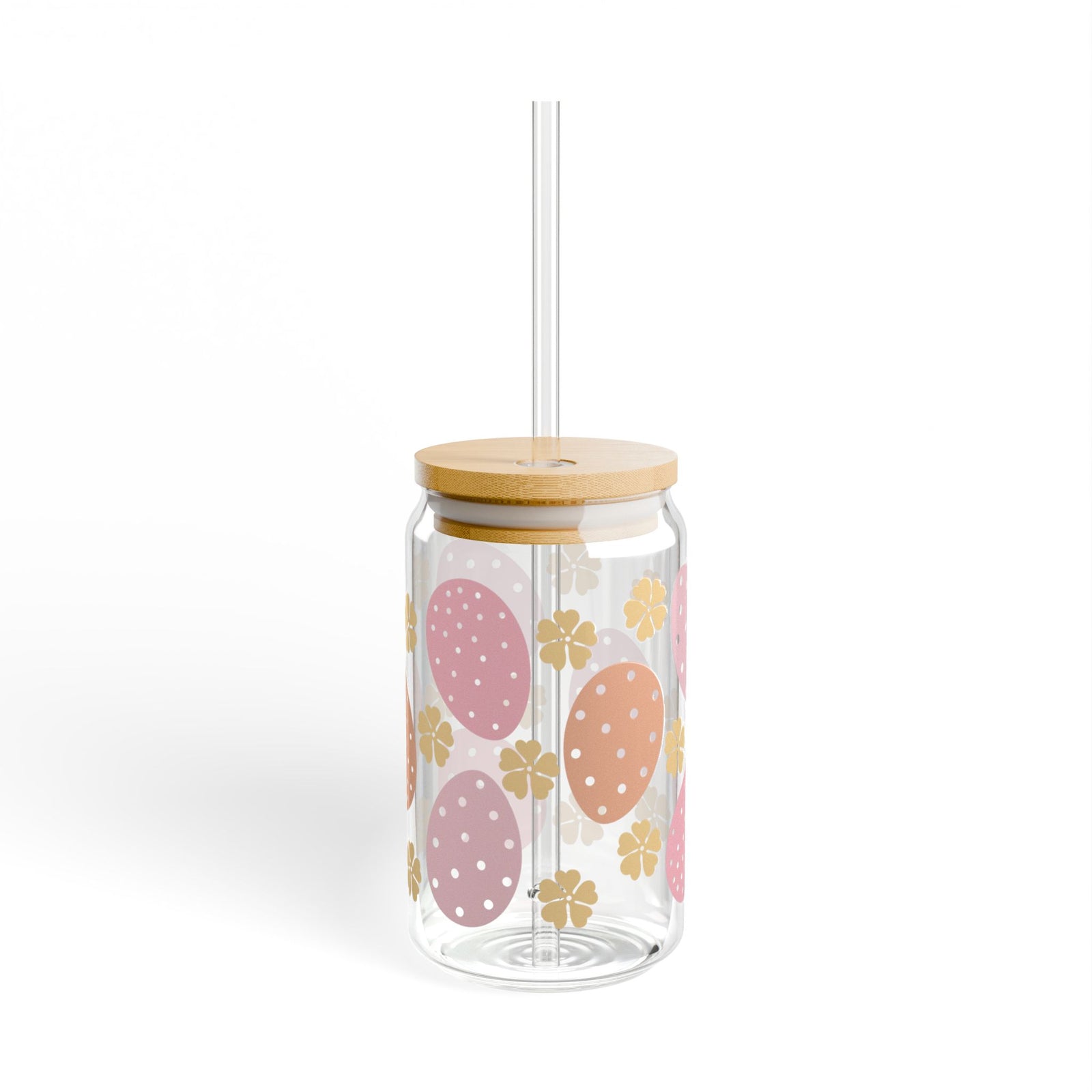 Easter Egg Tumbler Sipper Glass 16oz — Reusable Drink Jar with Lid & Straw