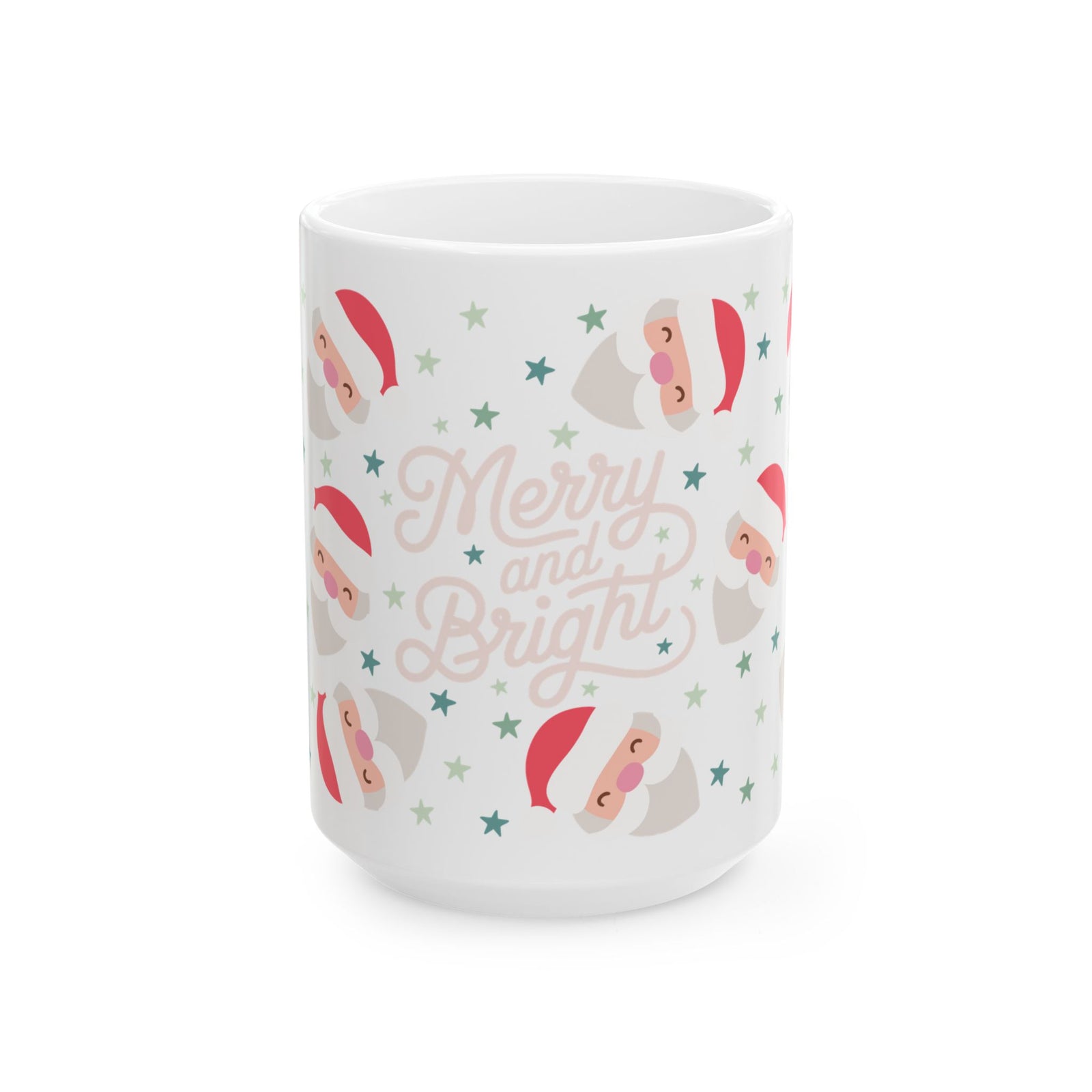 Merry & Bright Starry Santa Christmas Ceramic Mug Coffee Cup (11oz & 15oz)