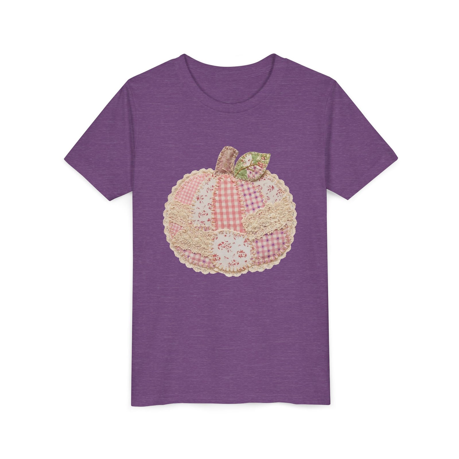 Pumpkin Patch Patchwork Tee Pink Floral Autumn Pumpkin Kids Graphic T-Shirt