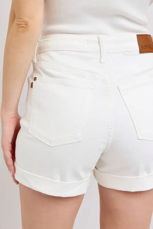 Judy Blue Full Size High Waist Double Roll Cuff Denim Shorts Plus Size - Sydney So Sweet