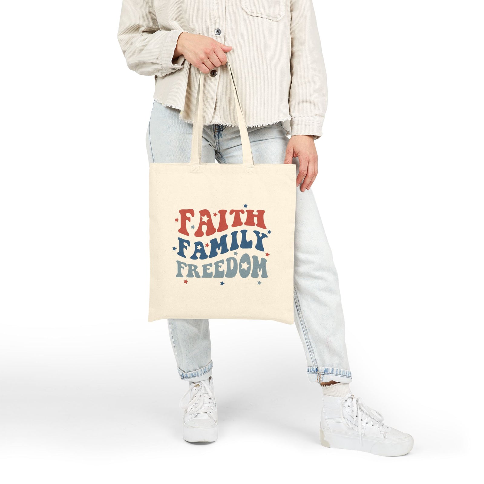 Faith Family Freedom Cotton Canvas Canvas Tote Bag