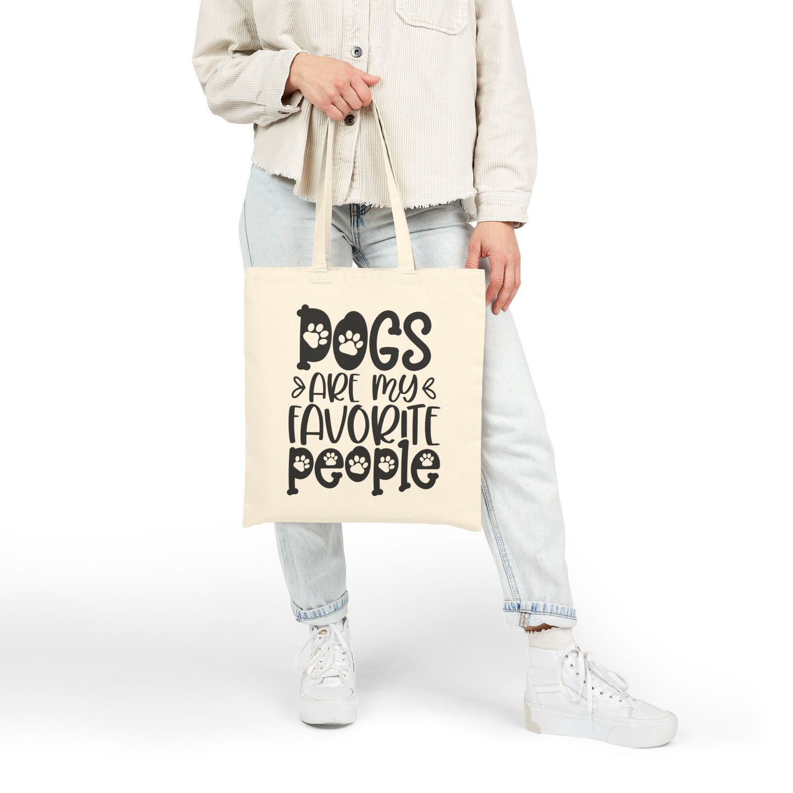 Dogs Are My Favorite People Cotton Canvas Dog Lover Tote Bag