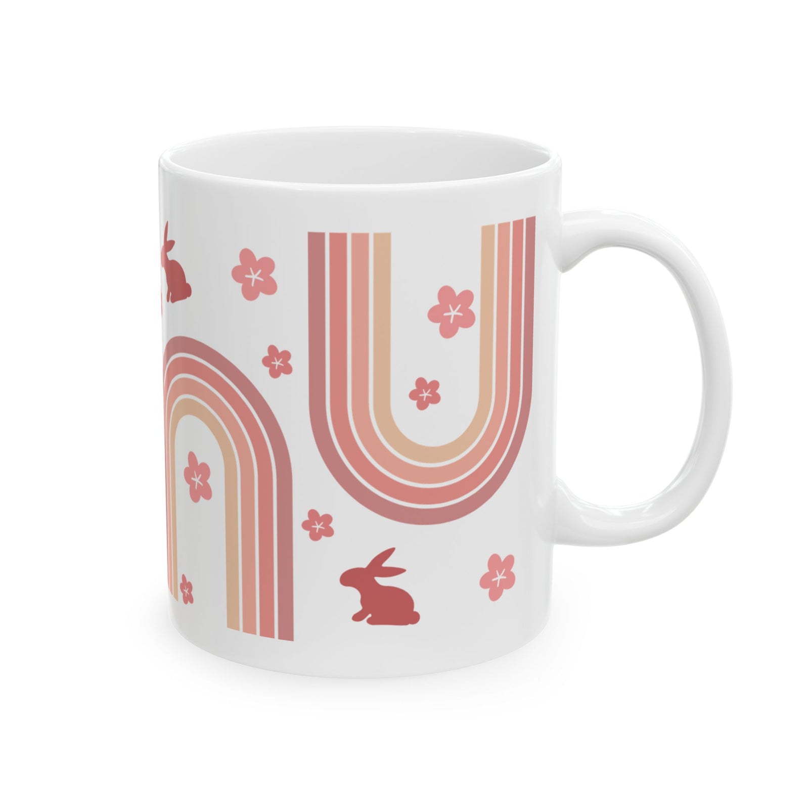 Retro Rainbow Bunny Cute Ceramic Mug Coffee Cup (11oz & 15oz)