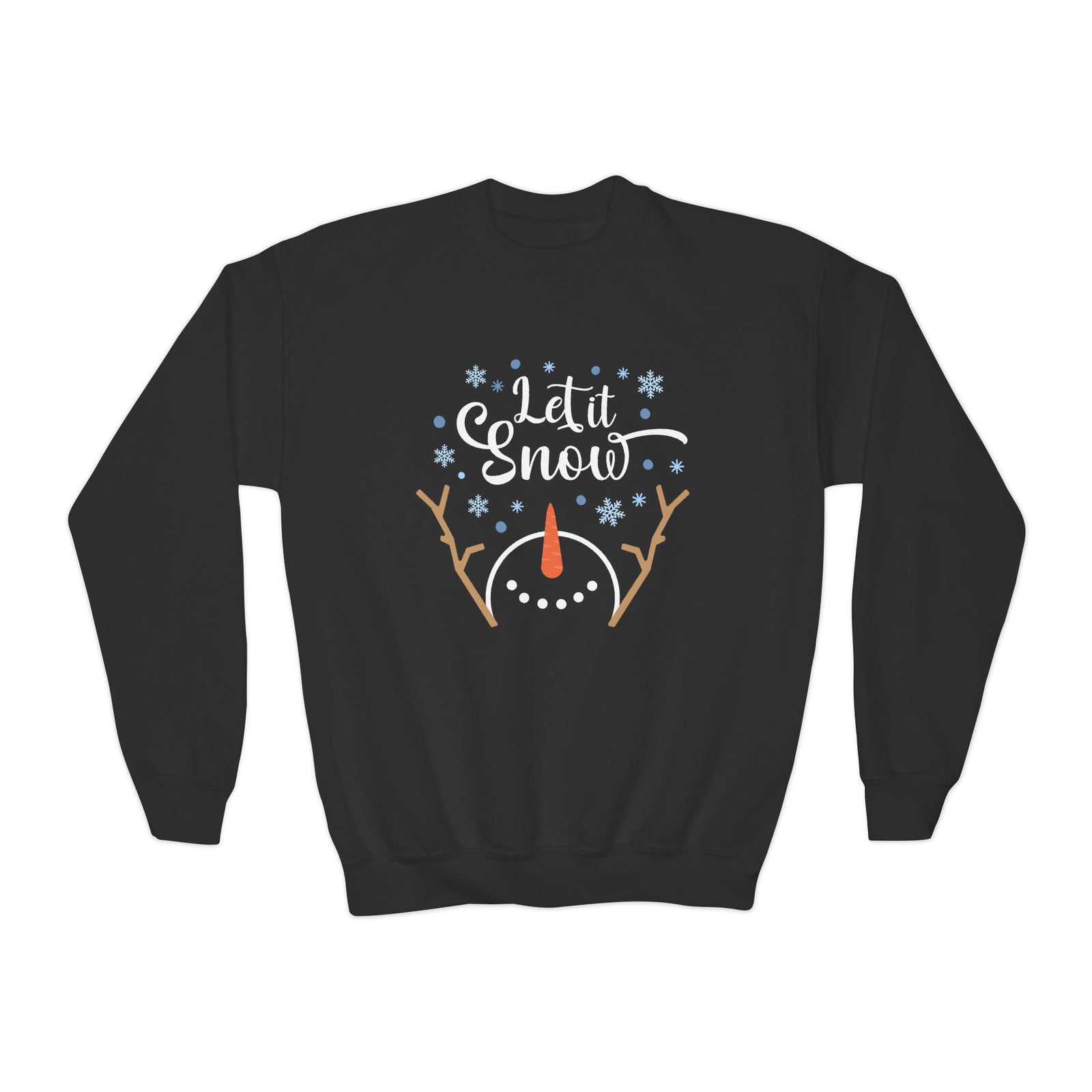 Let it Snow Happy Snowman Winter Crewneck Unisex Youth Sweatshirt
