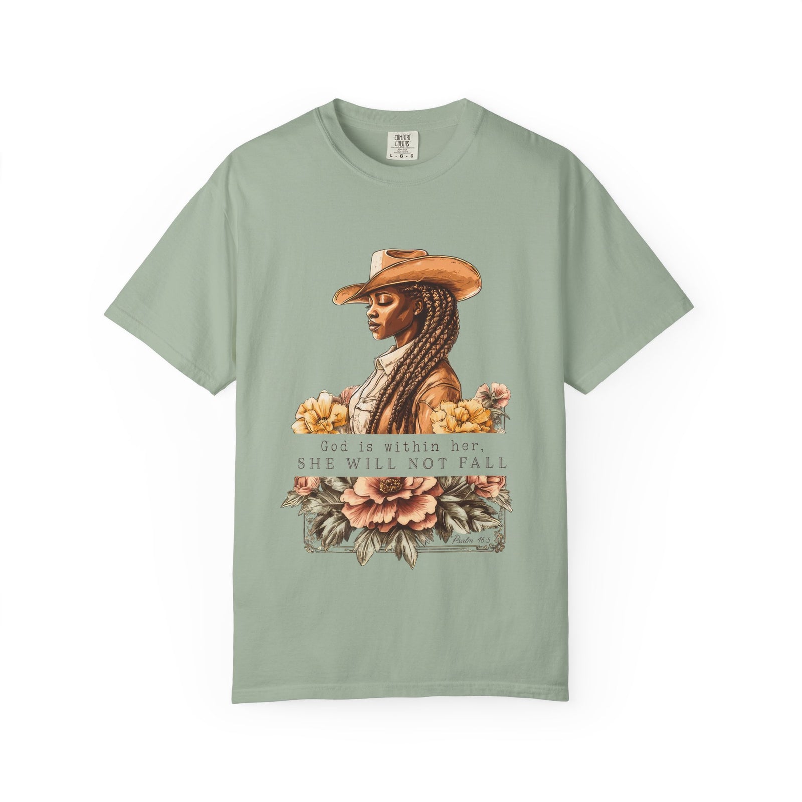 God is With Her She Will Not Fall T-Shirt Floral Cowgirl Empowerment Tee