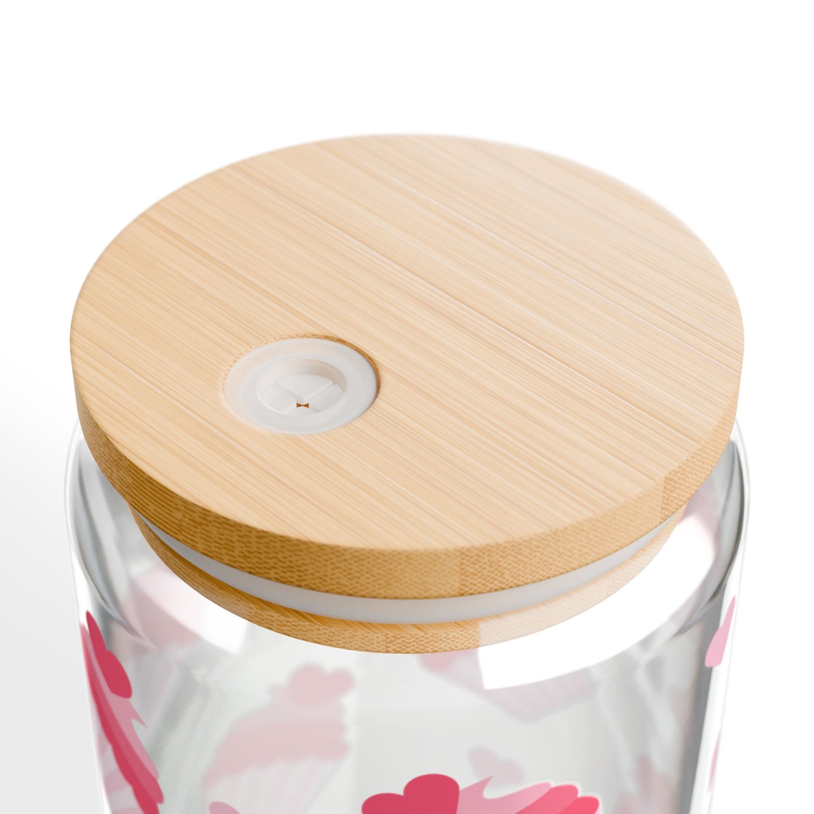 Cupcake Hearts Tumbler Sipper Glass 16oz — Reusable Drink Jar with Lid & Straw