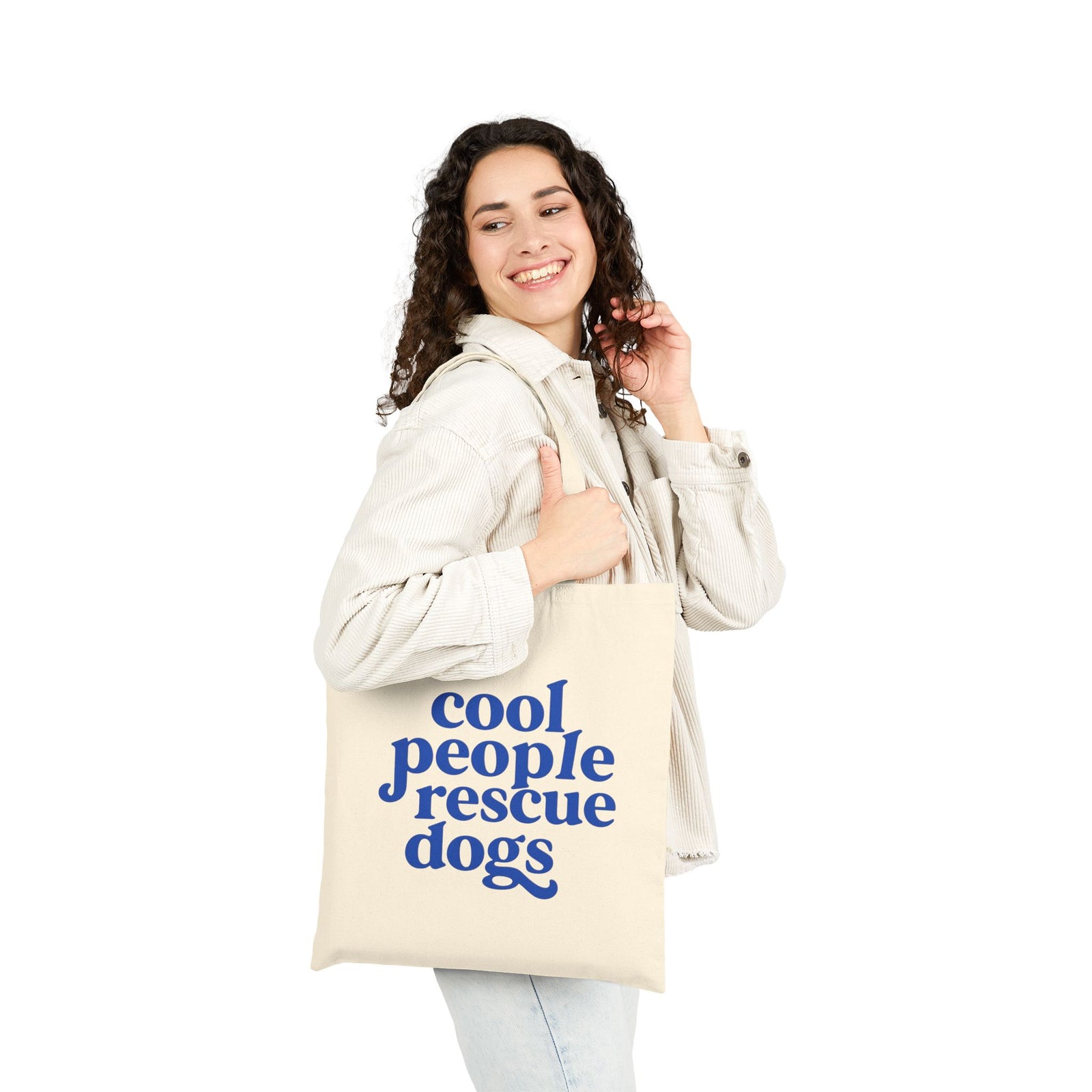 Cool People Rescue Dogs Dog Mom Cotton Canvas Tote Bag