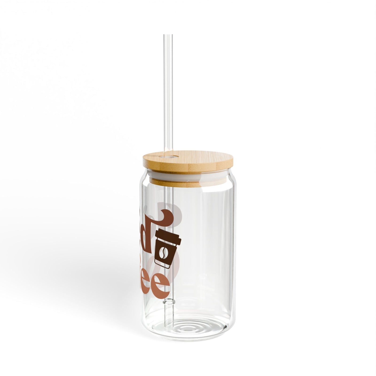 Iced Coffee Classic Sipper Glass 16oz Reusable Drink Jar with Lid & Straw