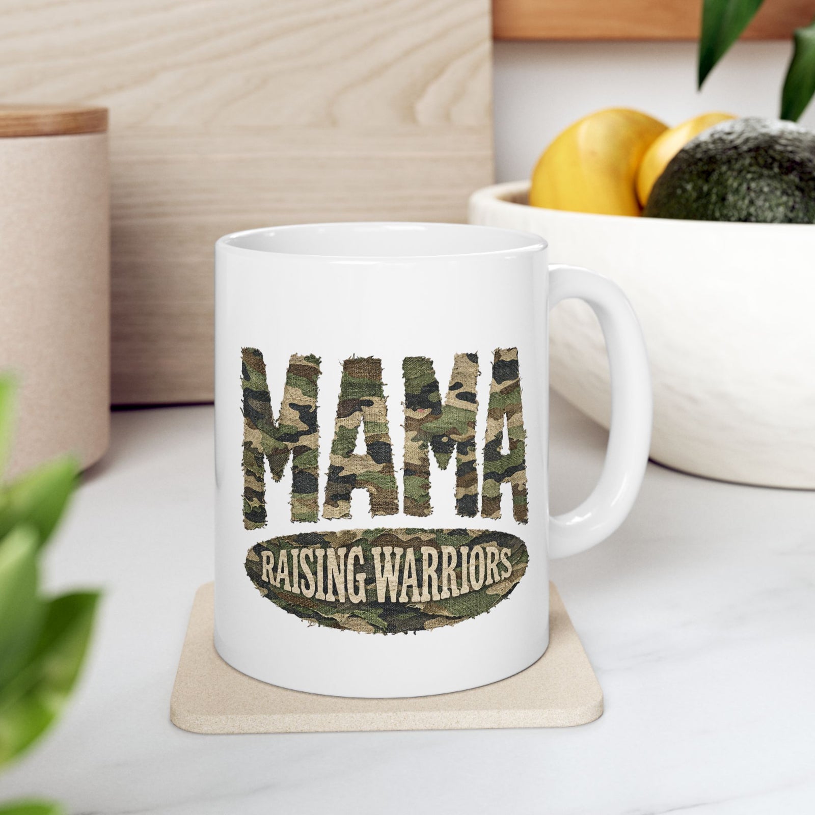 Camo Mama Raising Warriors Cute Ceramic Mug Coffee Cup (11oz & 15oz)