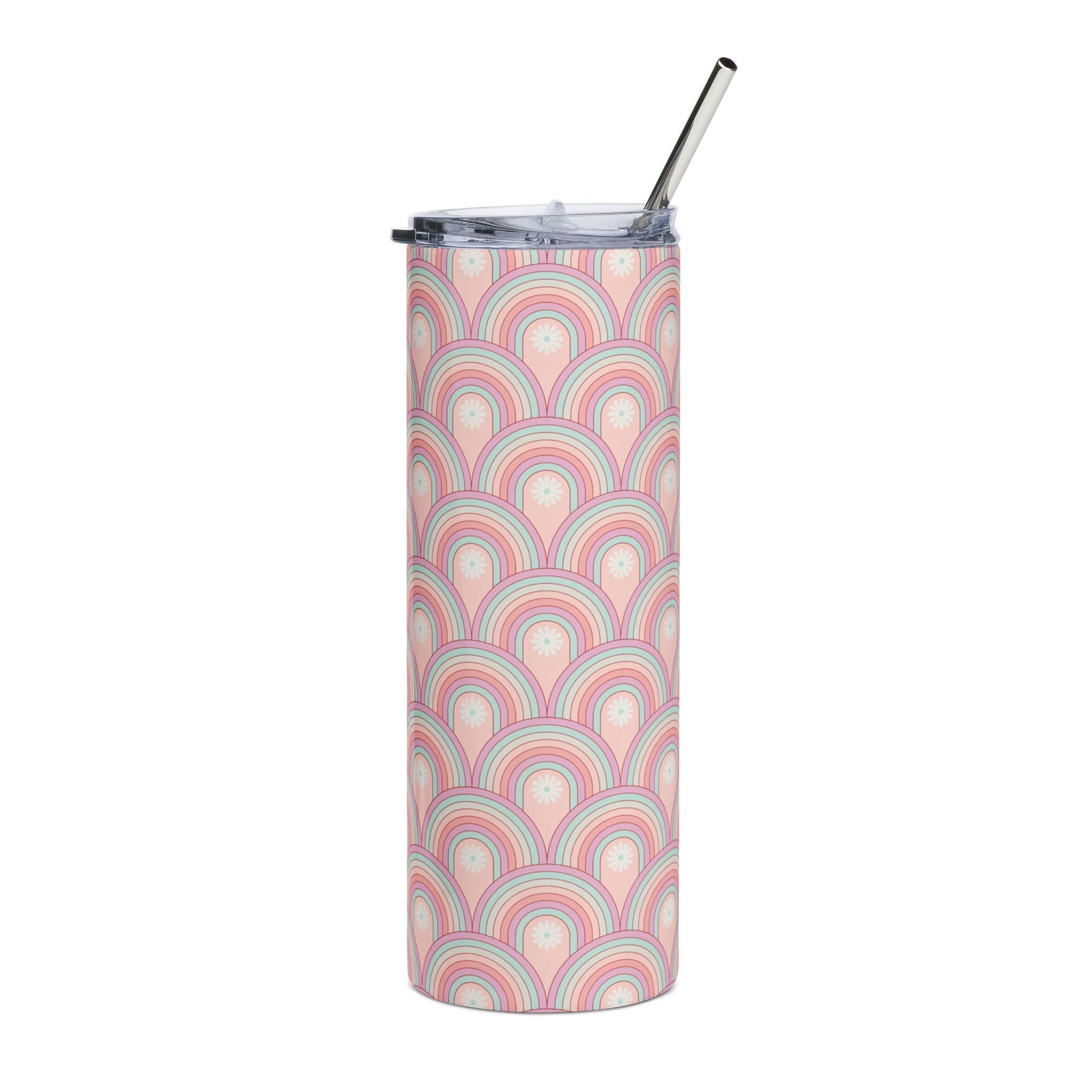 Pastel Rainbow Scallop 20oz Stainless Steel Tumbler Insulated Travel Cup