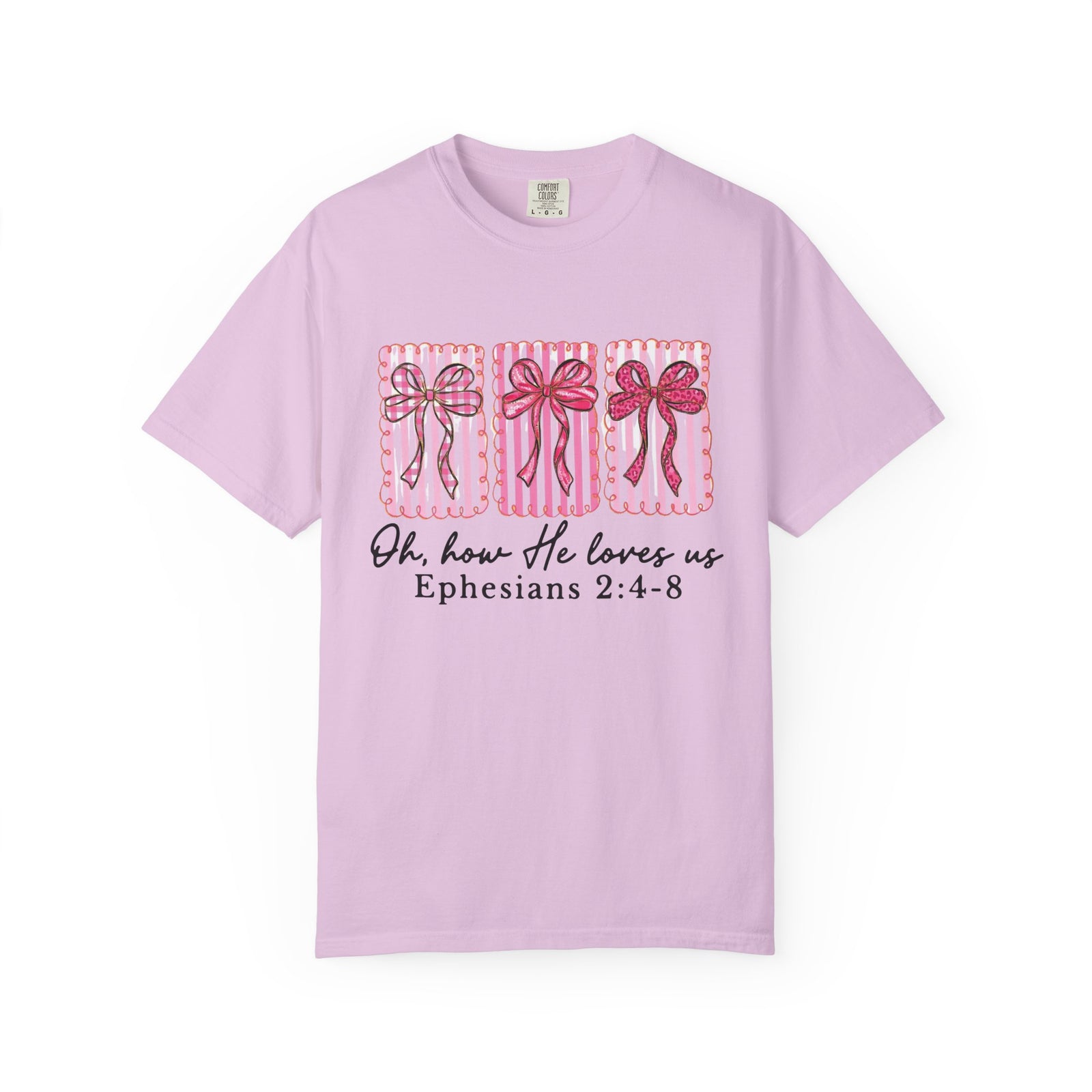 Oh How He Loves Us Ephesians 2: 4-8 Christian Valentine's Day Graphic T-Shirt Unisex Short Sleeve Tee
