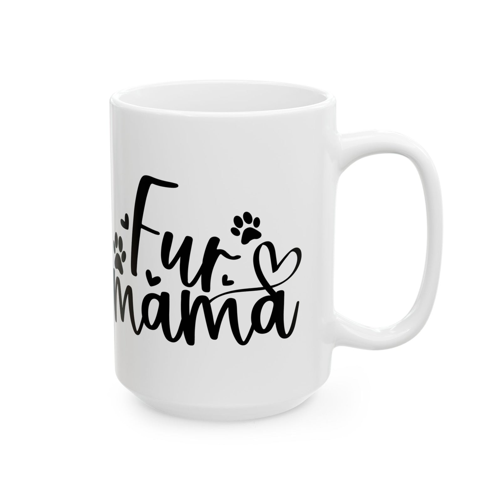 Fur Mama Paw Print Dog & Cat Lovers Cute Ceramic Mug Coffee Cup (11oz & 15oz)