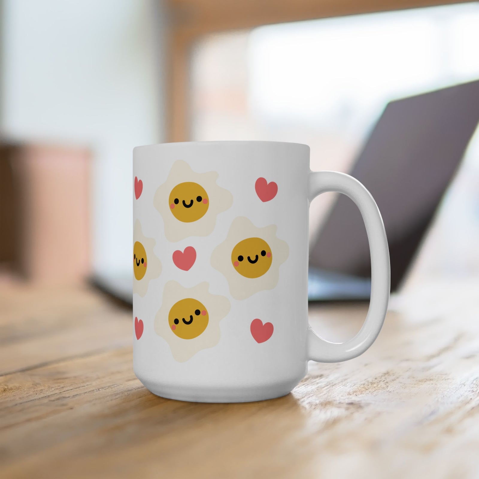 Kawaii Eggs Sunny Side Up Cute Ceramic Mug Coffee Cup (11oz & 15oz)