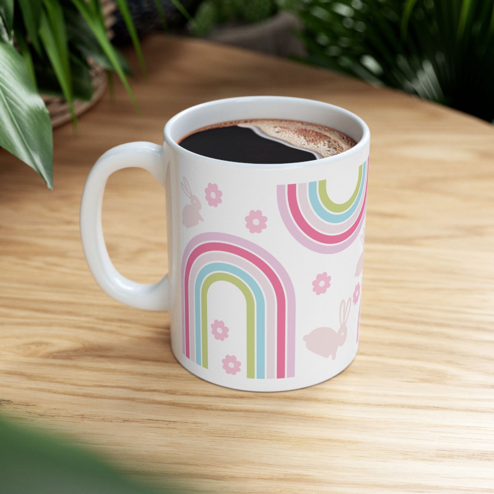 Pastel Bunny Rainbow Cute Ceramic Mug Coffee Cup (11oz & 15oz)