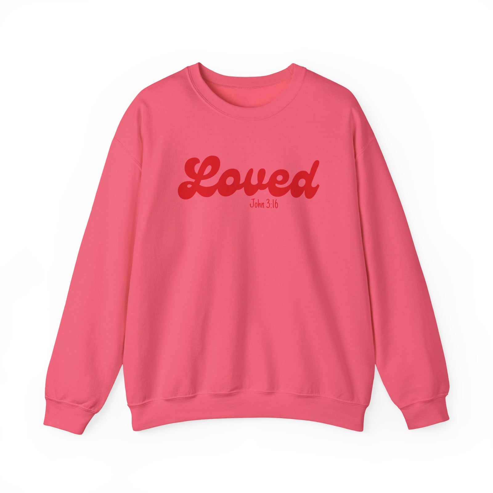 Loved John 3:16 Retro Script Christian Pullover Heavy Blend Women's Cozy Crewneck