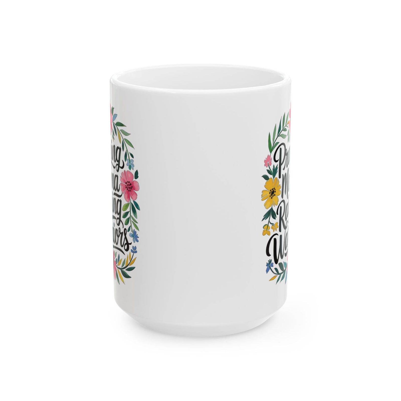 Praying Mama Raising Warriors Cute Ceramic Mug Coffee Cup (11oz & 15oz)