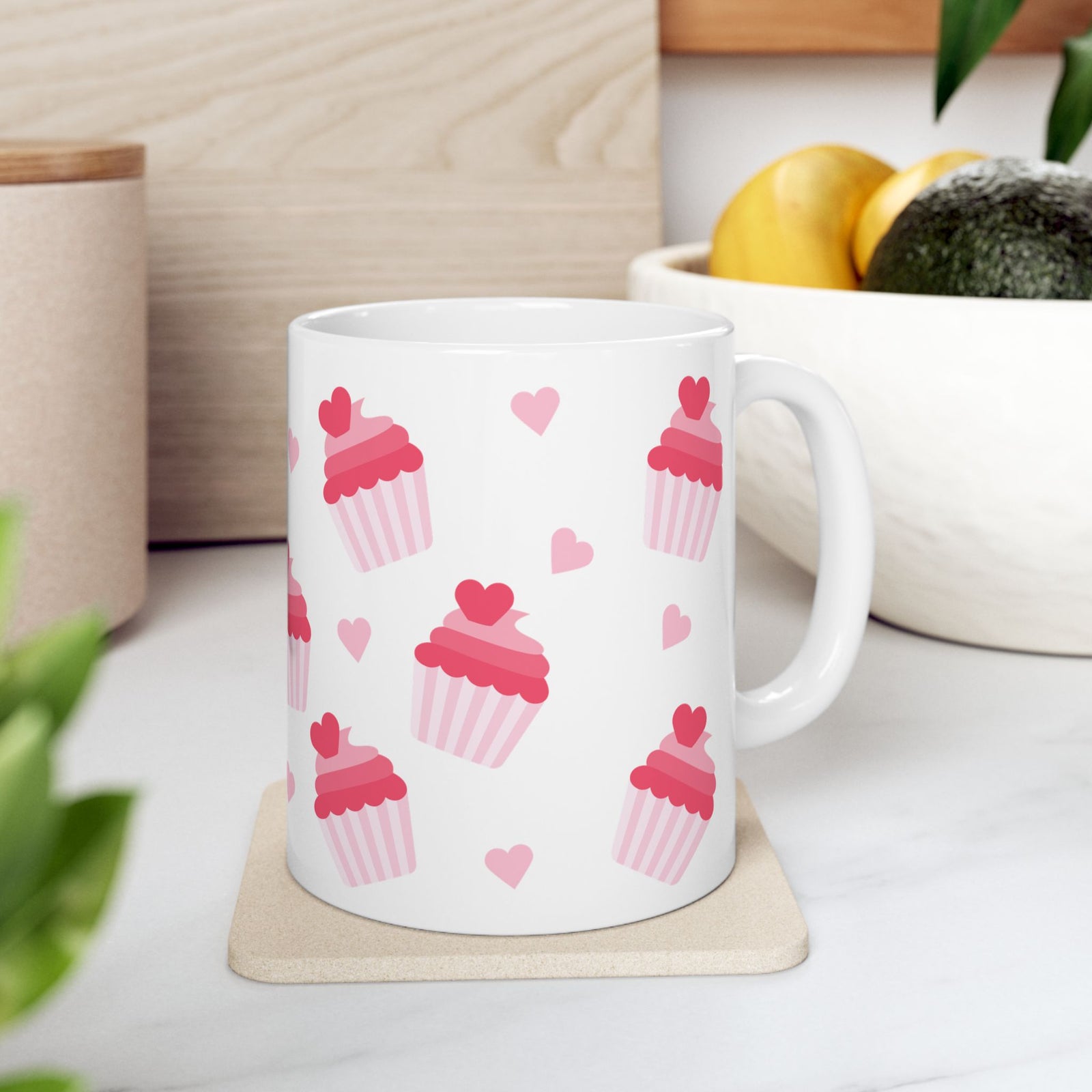 Cupcake Hearts Cute Ceramic Mug Coffee Cup (11oz & 15oz)