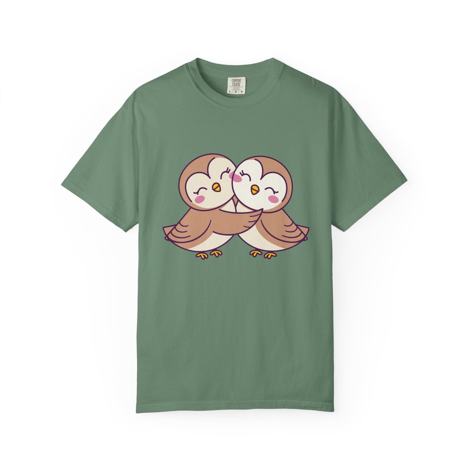 Cute Kissing Owls Graphic T-Shirt Unisex Short Sleeve Tee - Sydney So Sweet