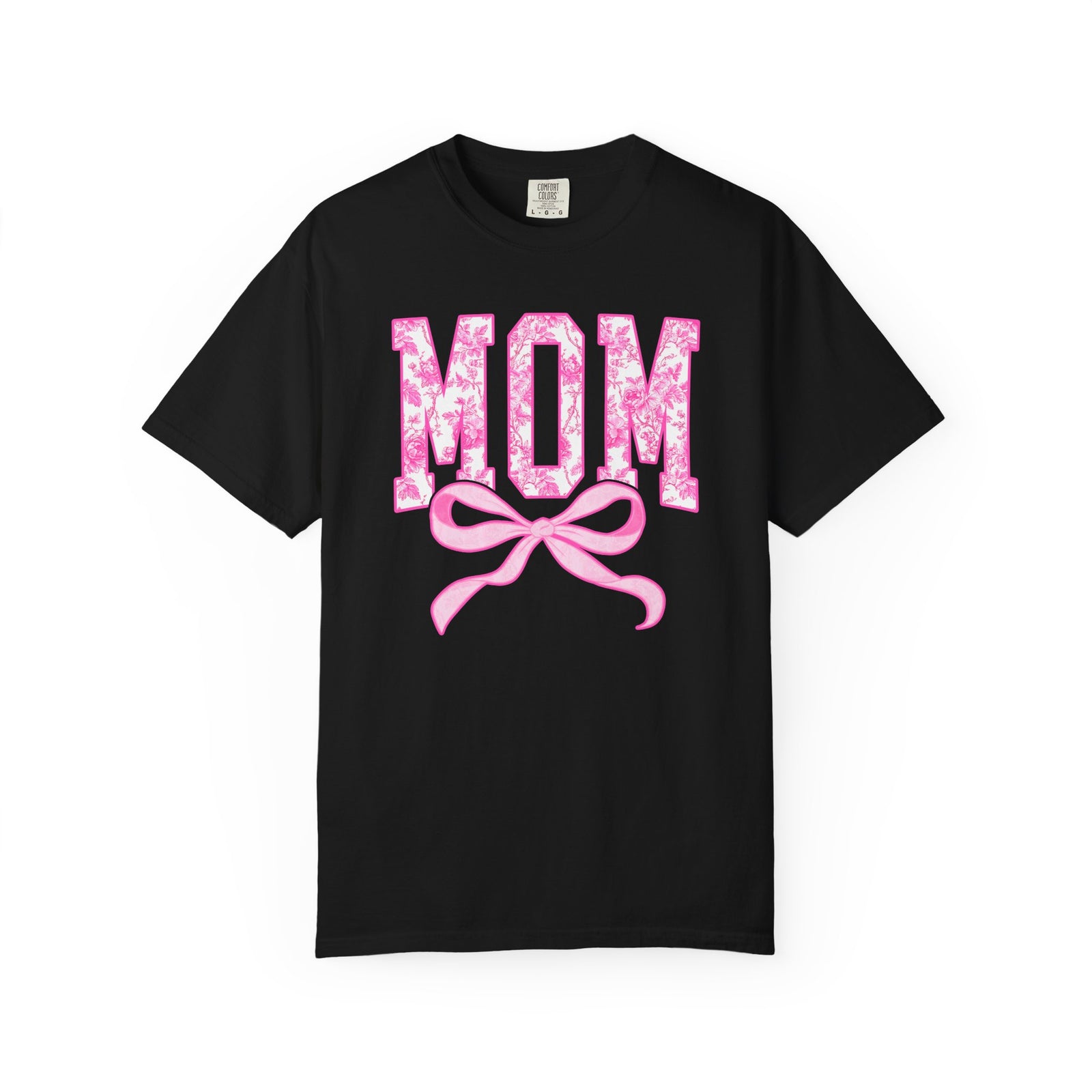 Mom Coquette Pink Toile Bow T-Shirt Cute Mama Graphic Tee