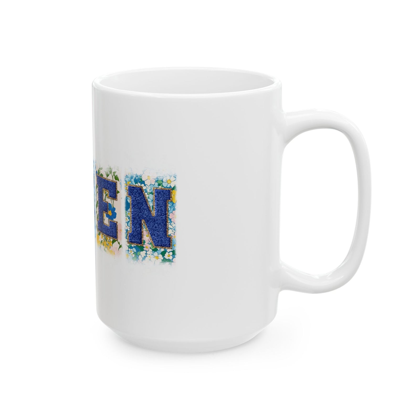 Risen Floral Faux Patch Christian Easter Ceramic Mug Coffee Cup (11oz & 15oz)