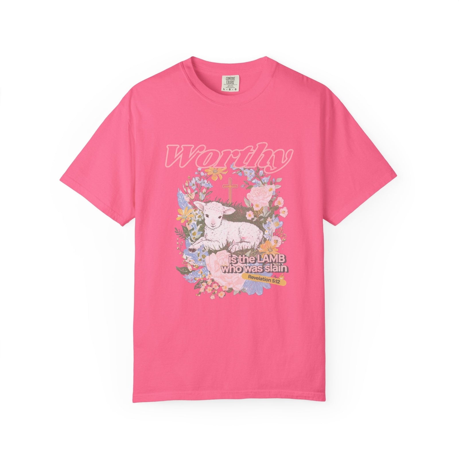 Worthy is the Lamb Who Was Slain Floral Easter Graphic Distressed T-Shirt Christian Tee